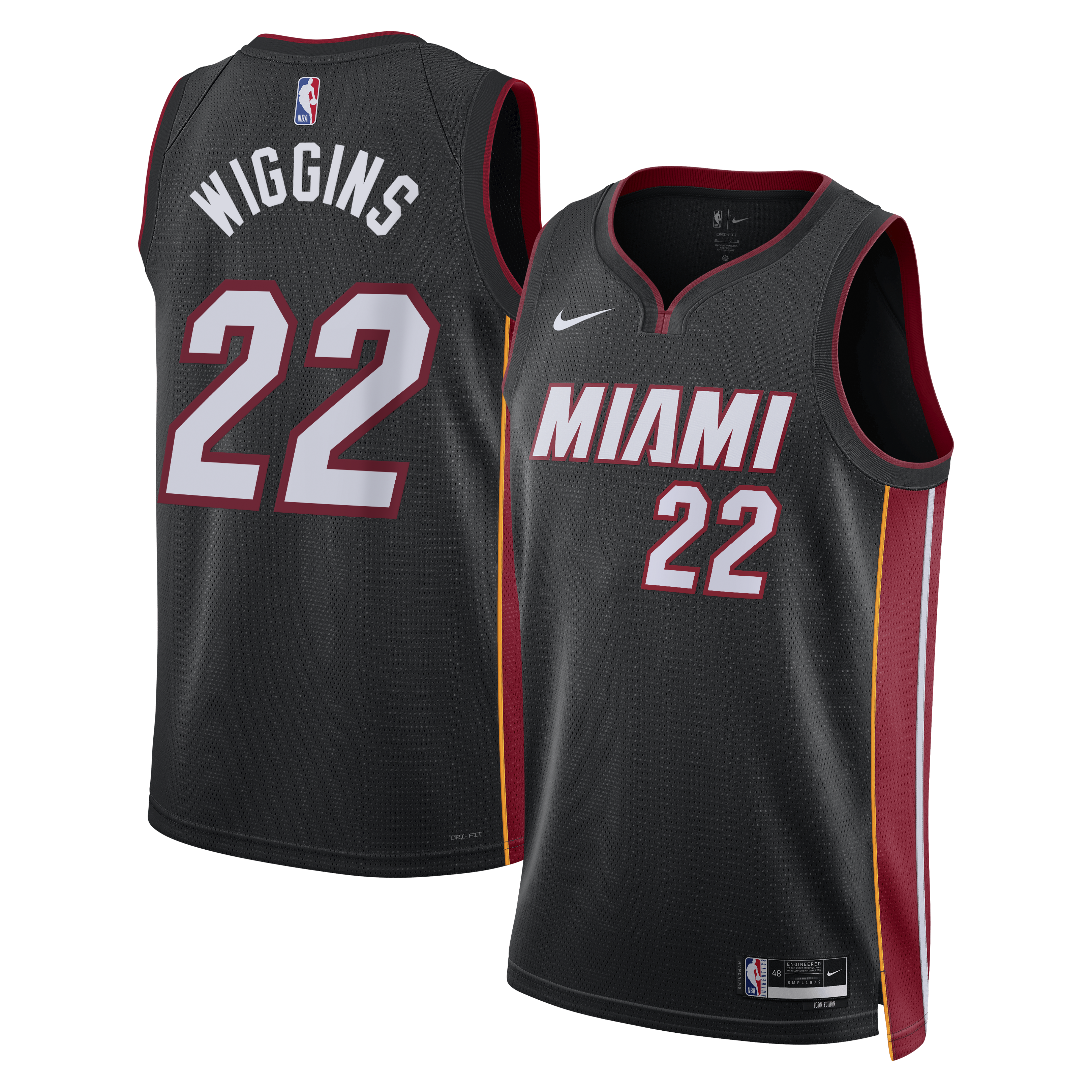 Miami Heat Nike Icon Edition Swingman Jersey - Black - Andrew Wiggins - Unisex NBA Team Jersey Basketball Fan Apparel
