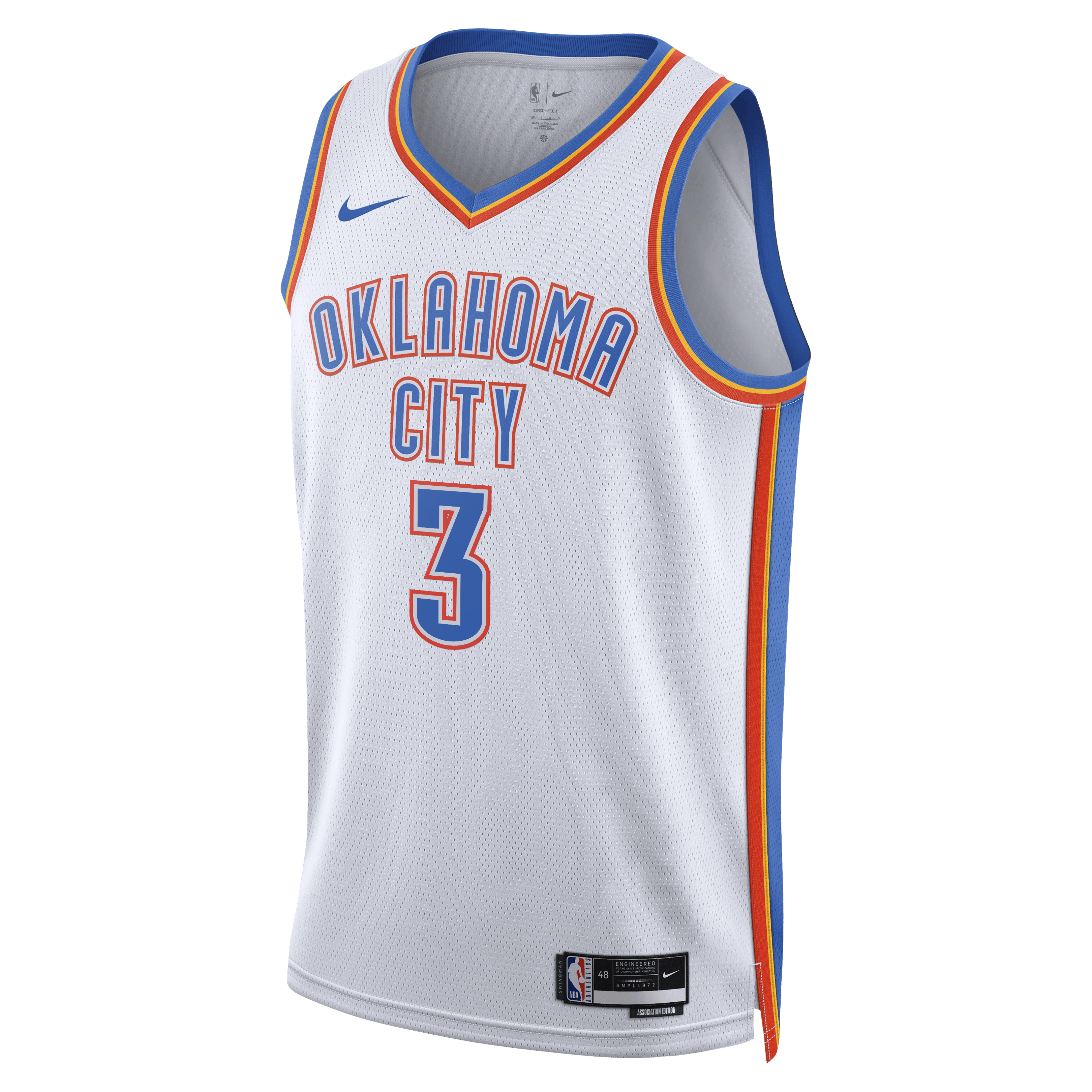 Oklahoma City Thunder Nike Association Edition Swingman Jersey - White - Jared McCain - Unisex NBA Team Jersey Basketball Fan Apparel