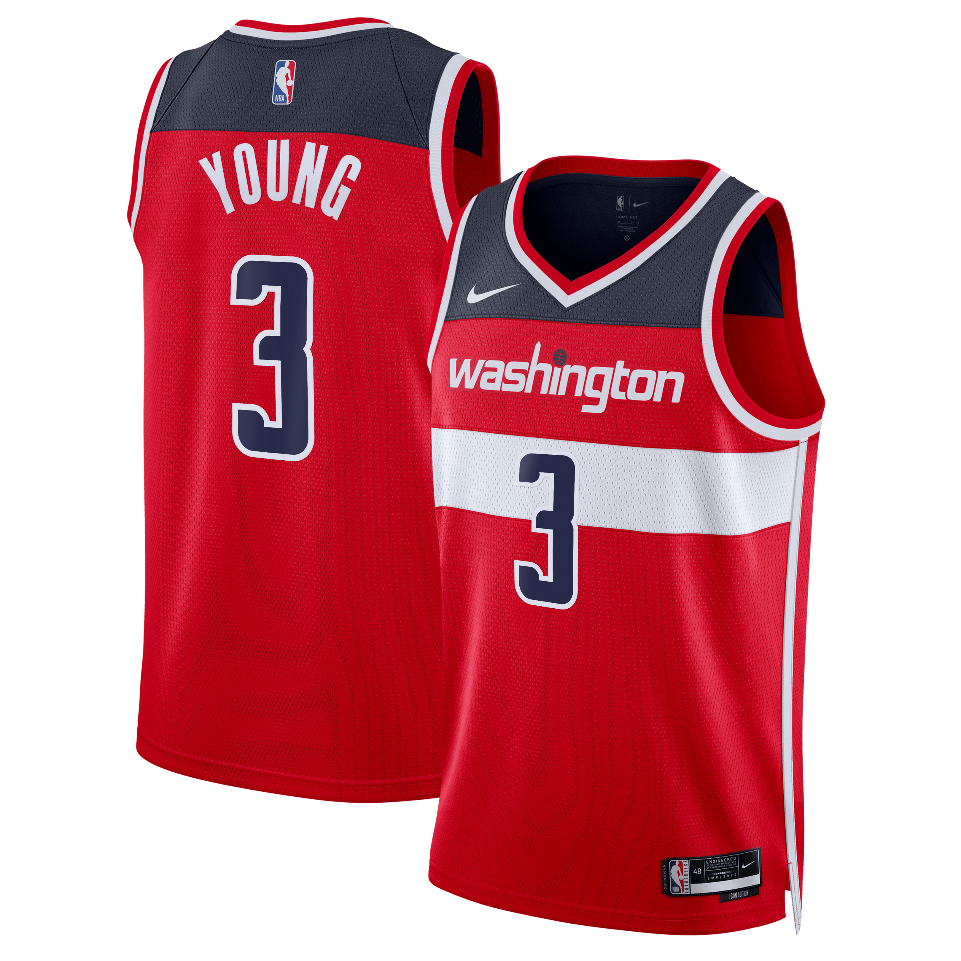 Washington Wizards Nike Icon Edition Swingman Jersey - Red - Trae Young - Unisex NBA Team Jersey Basketball Fan Apparel