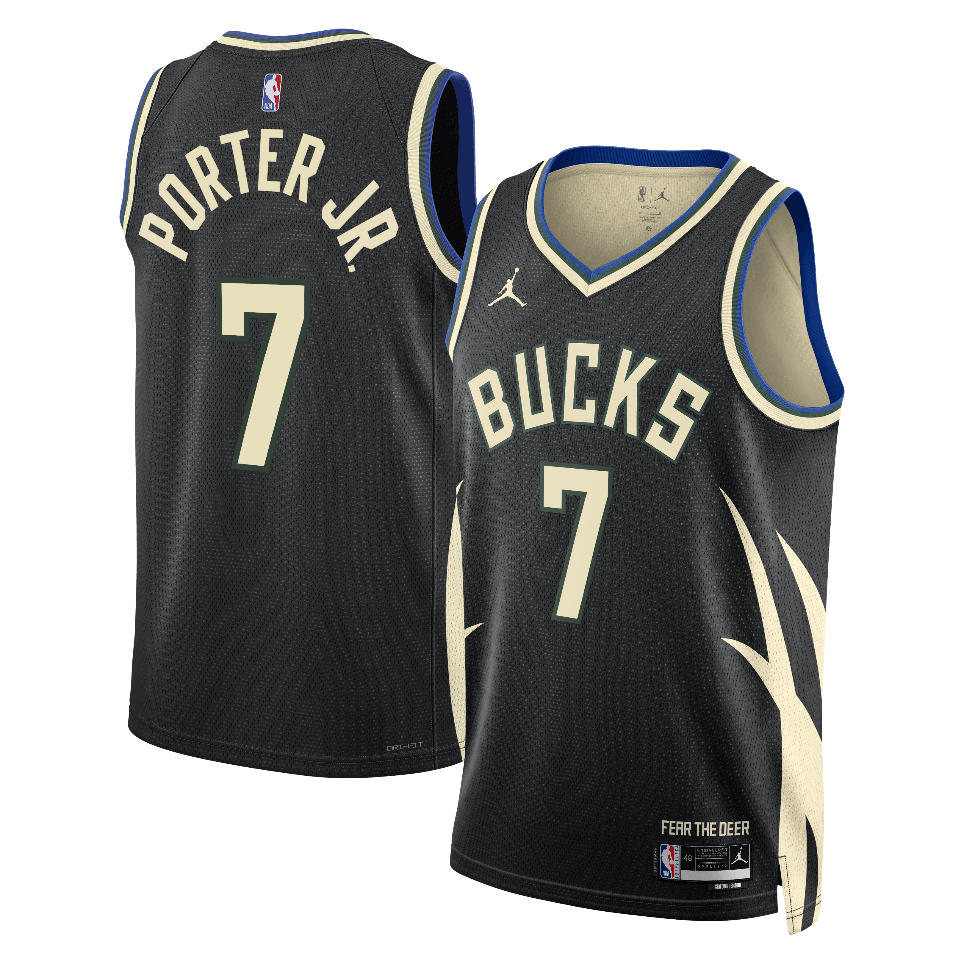 Milwaukee Bucks Jordan Brand Statement Edition Swingman Jersey - Hunter Green - Kevin Porter Jr. - Unisex NBA Team Jersey Basketball Fan Apparel
