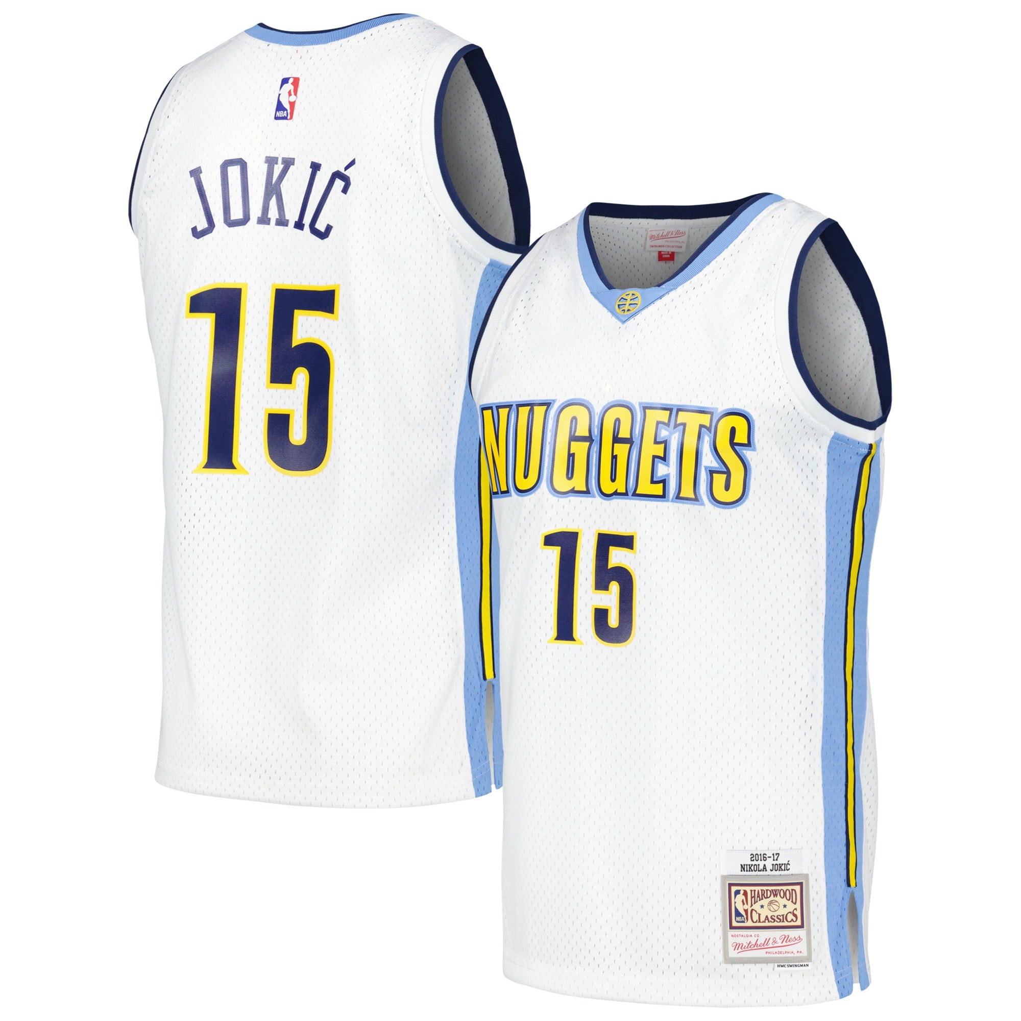 Denver Nuggets Mitchell & Ness Nikola Jokic 2016/17 Throwback Swingman Jersey - White - Men's NBA Team Jersey Basketball Fan Apparel