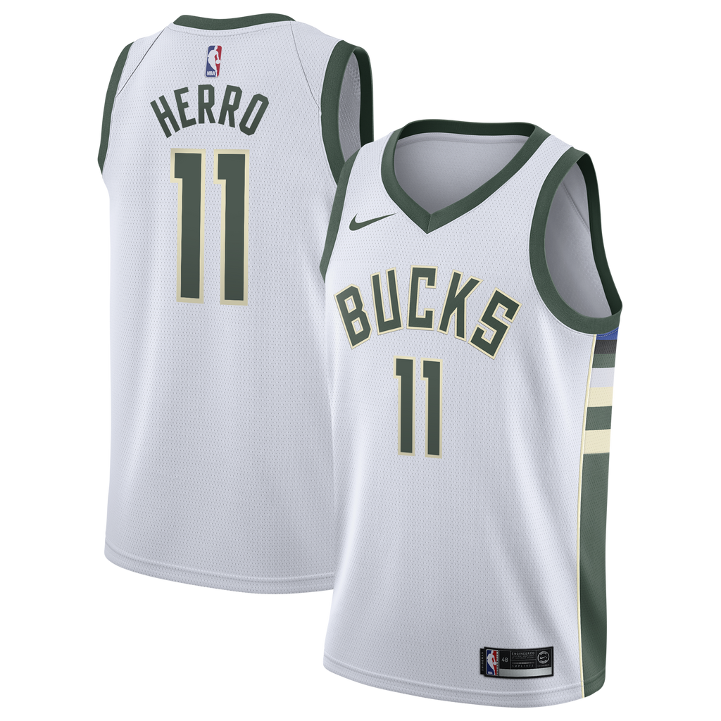 Milwaukee Bucks Nike Association Edition Swingman Jersey - White - Tyler Herro - Youth NBA Team Jersey Basketball Fan Apparel