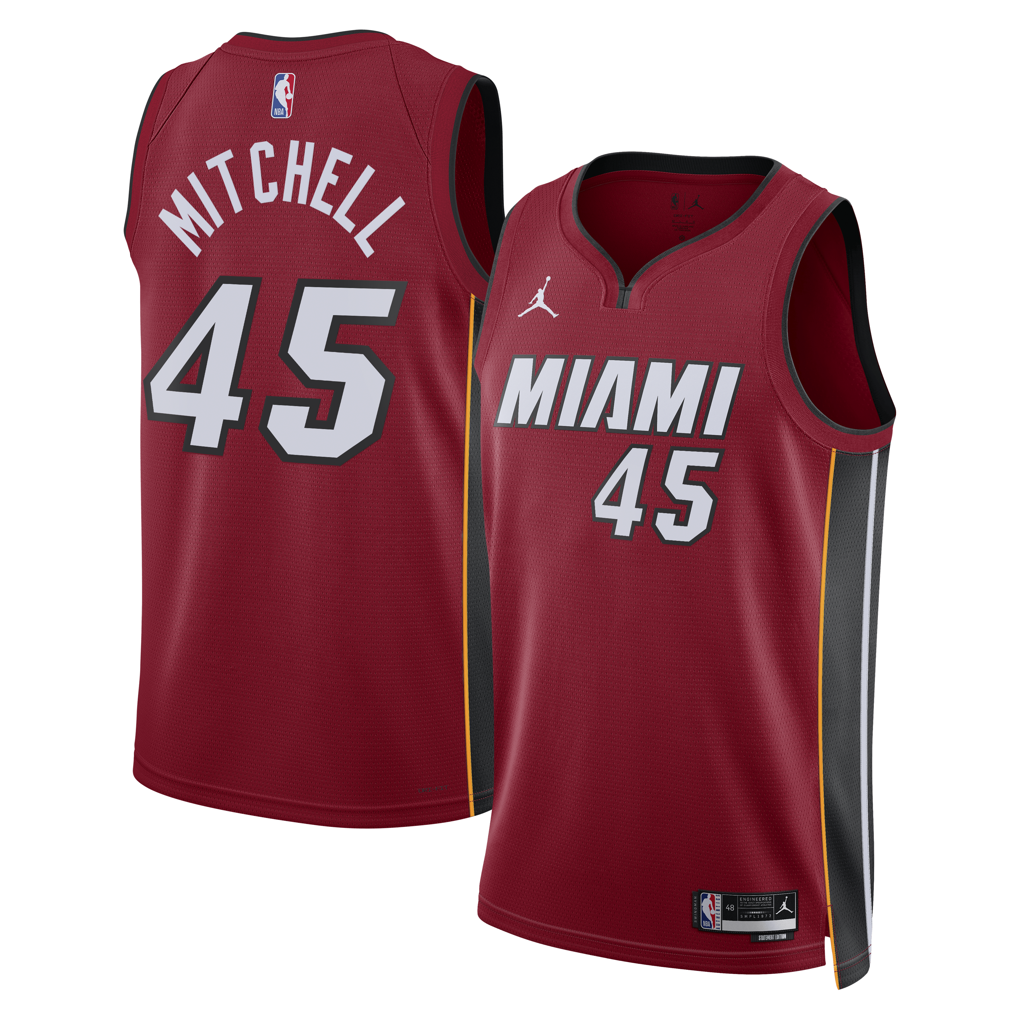 Miami Heat Jordan Brand Statement Edition Swingman Jersey - Red - Davion Mitchell - Unisex NBA Team Jersey Basketball Fan Apparel