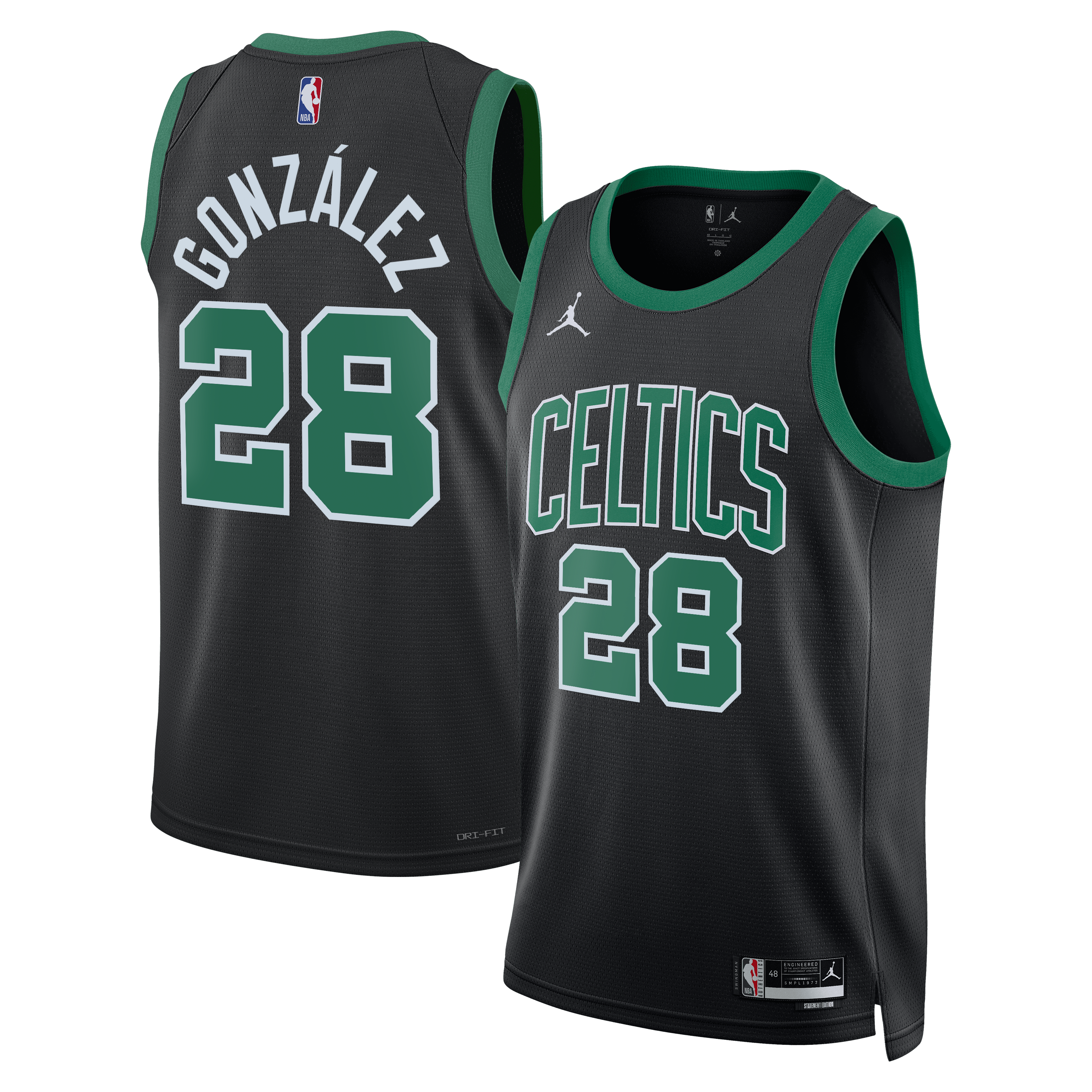 Boston Celtics Jordan Brand Statement Edition Swingman Jersey - Black - Hugo González - Unisex NBA Team Jersey Basketball Fan Apparel