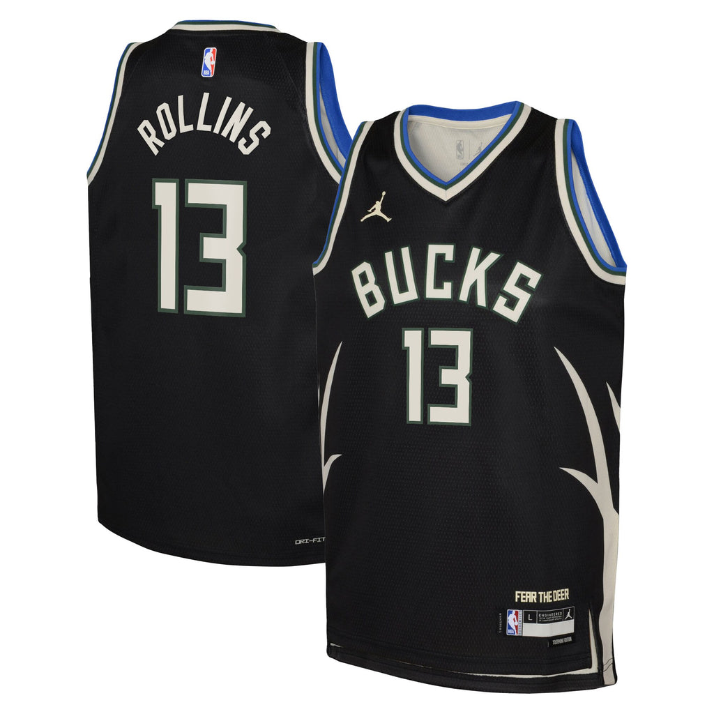 Milwaukee Bucks Jordan Brand Statement Edition Swingman Jersey - Hunter Green - Ryan Rollins - Youth NBA Team Jersey Basketball Fan Apparel