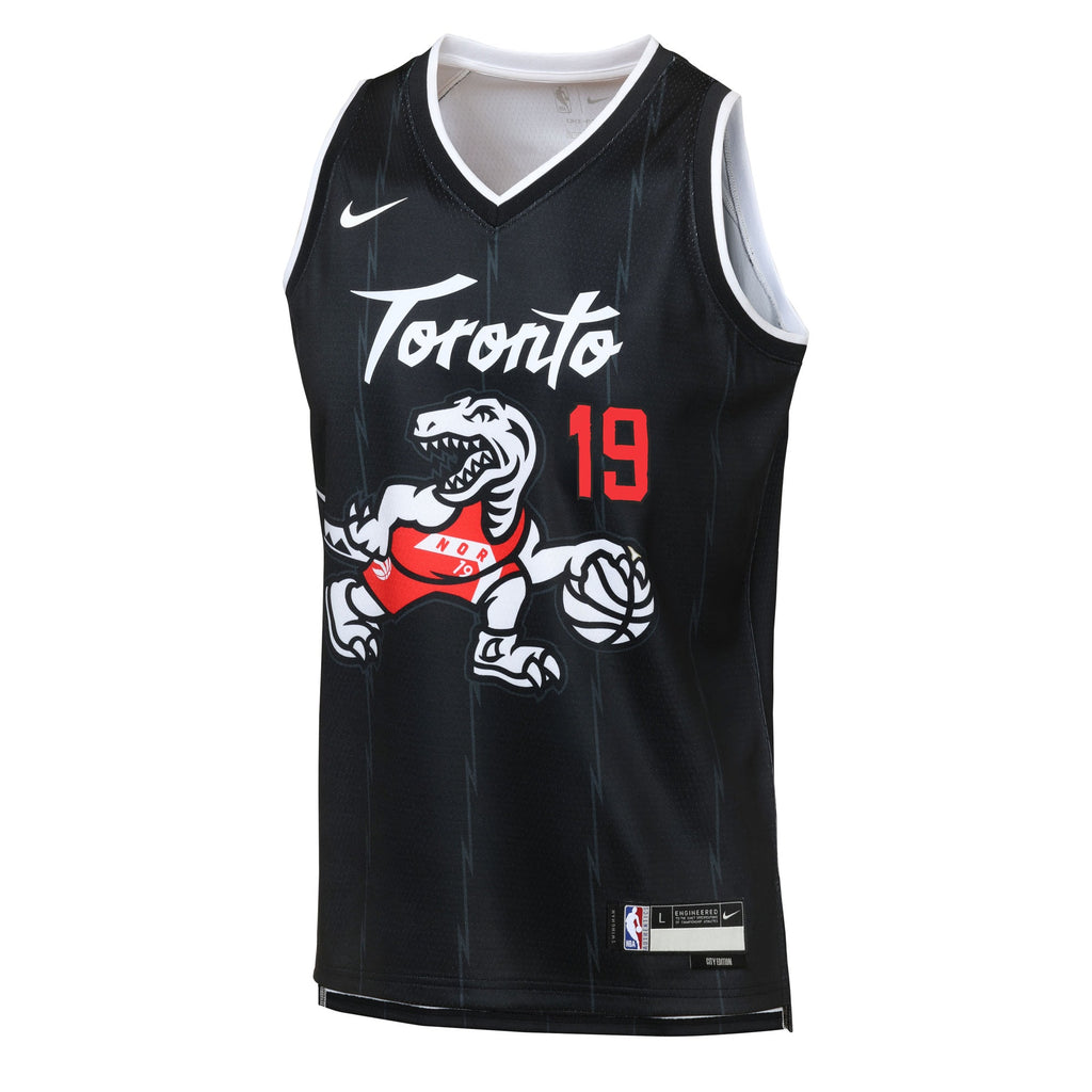 Toronto Raptors Nike 2025/26 City Edition Swingman Jersey - Black - Jakob Poeltl - Youth NBA Team Jersey Basketball Fan Apparel