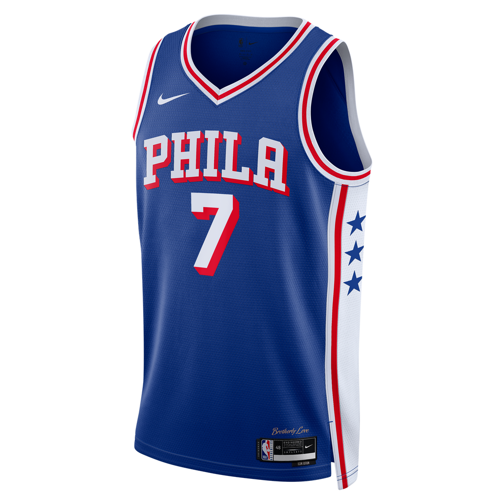 Philadelphia 76ers Nike Icon Edition Swingman Jersey - Royal - Jaylen Brown - Youth NBA Team Jersey Basketball Fan Apparel