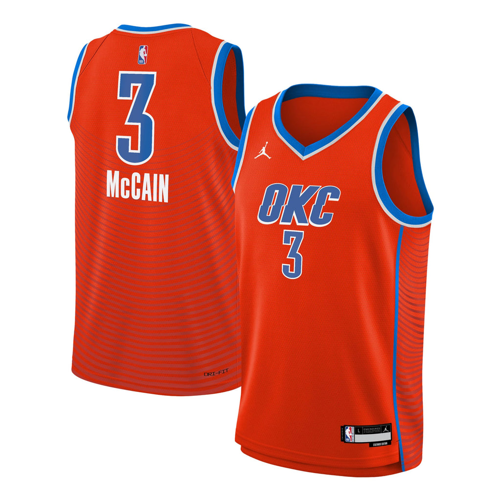 Oklahoma City Thunder Jordan Brand Statement Edition Swingman Jersey - Orange - Jared McCain - Youth NBA Team Jersey Basketball Fan Apparel