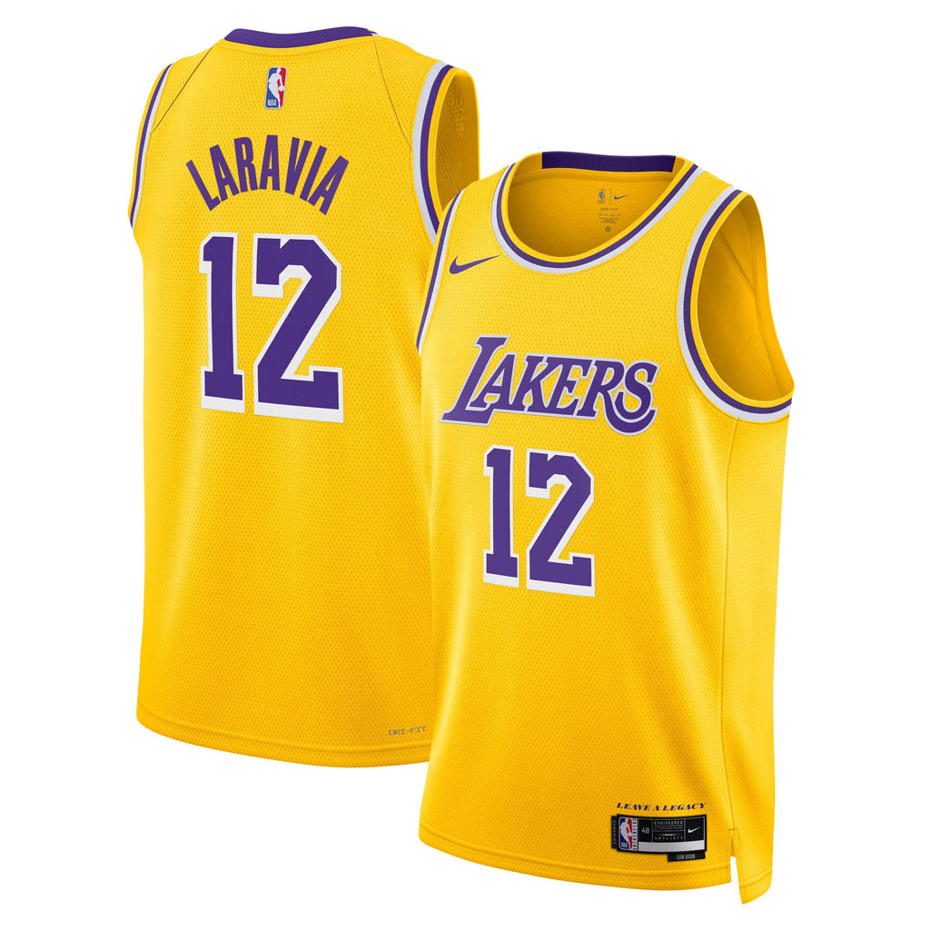 Los Angeles Lakers Nike Icon Edition Swingman Jersey - Gold - Jake LaRavia - Youth NBA Team Jersey Basketball Fan Apparel