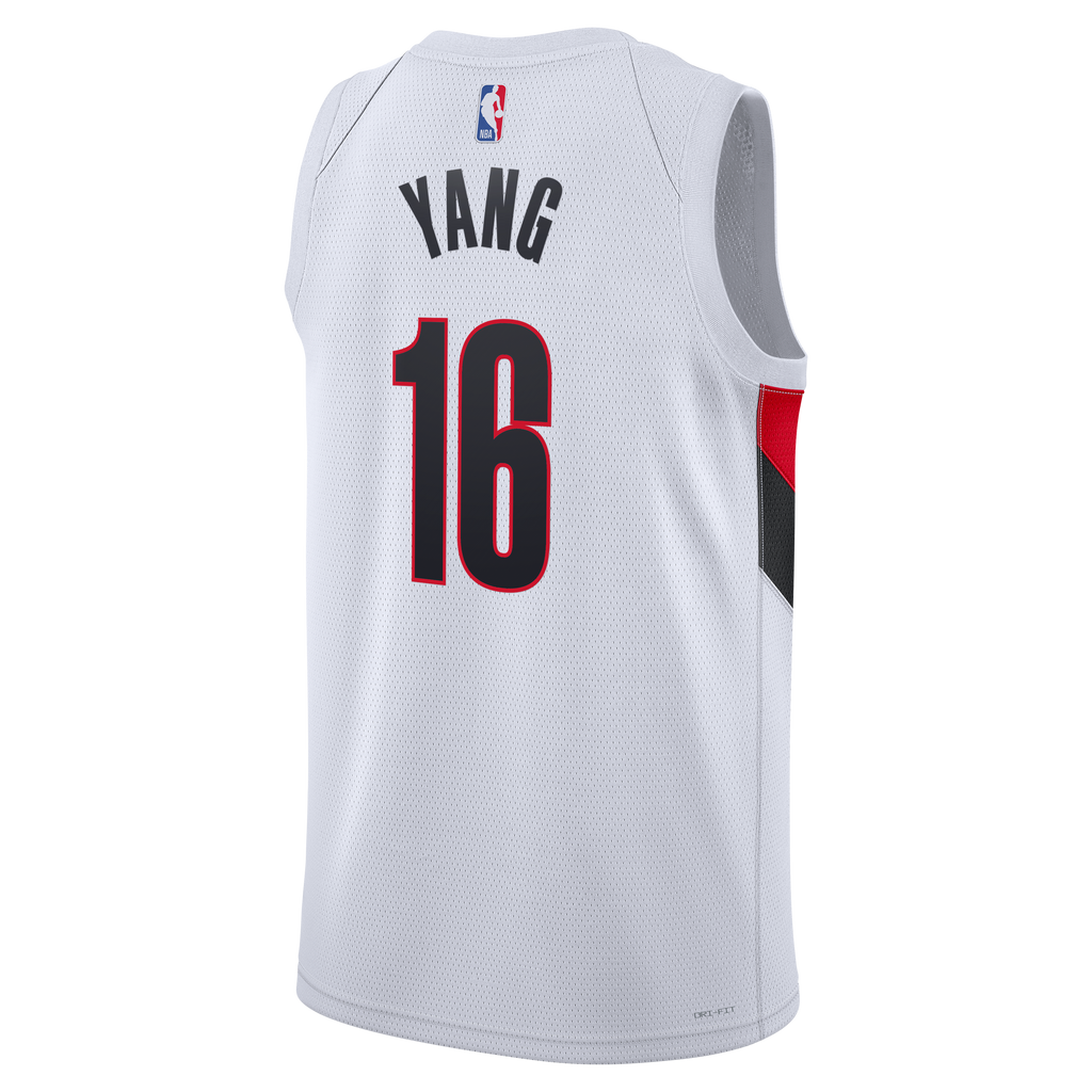 Portland Trail Blazers Nike Replica Association Edition Swingman Jersey - White - Yang Hansen - Unisex NBA Team Jersey Basketball Fan Apparel