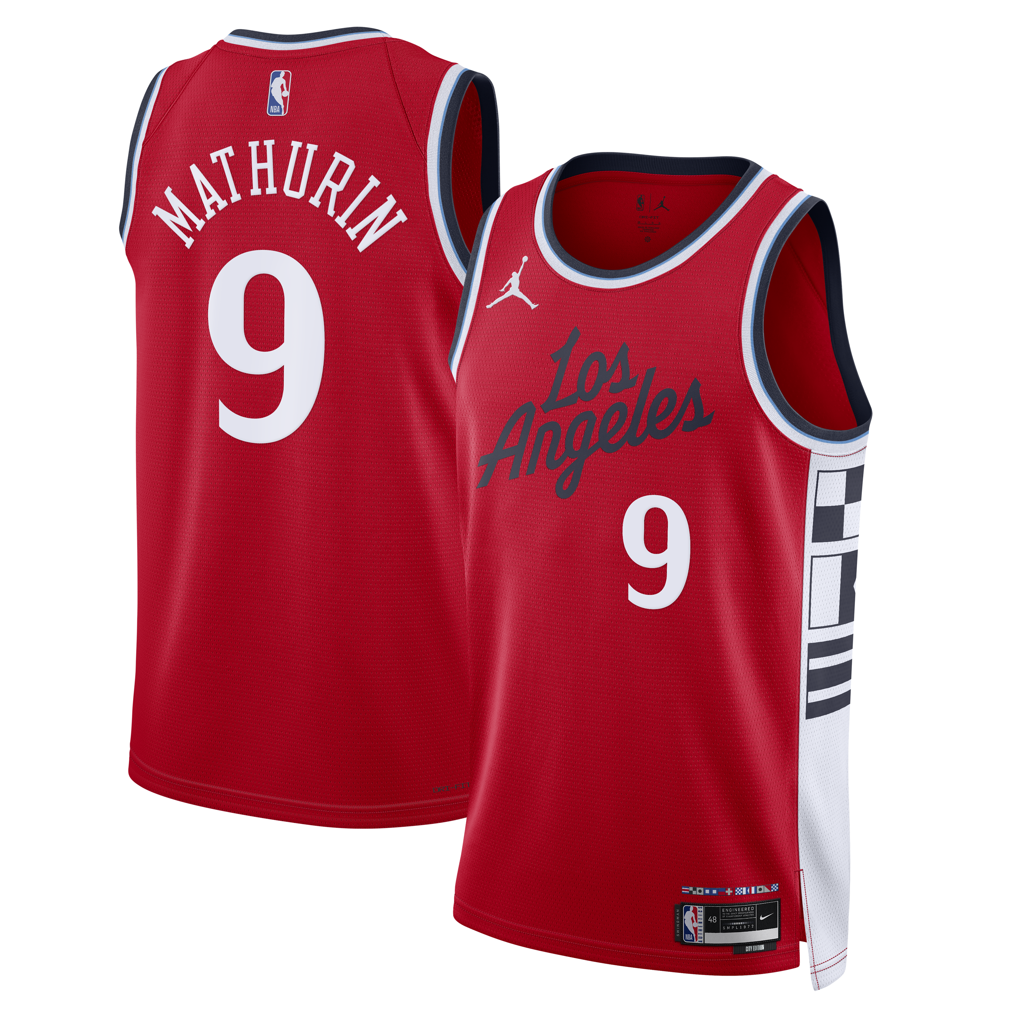 LA Clippers Jordan Brand Statement Edition Swingman Jersey - Red - Bennedict Mathurin - Men's NBA Team Jersey Basketball Fan Apparel