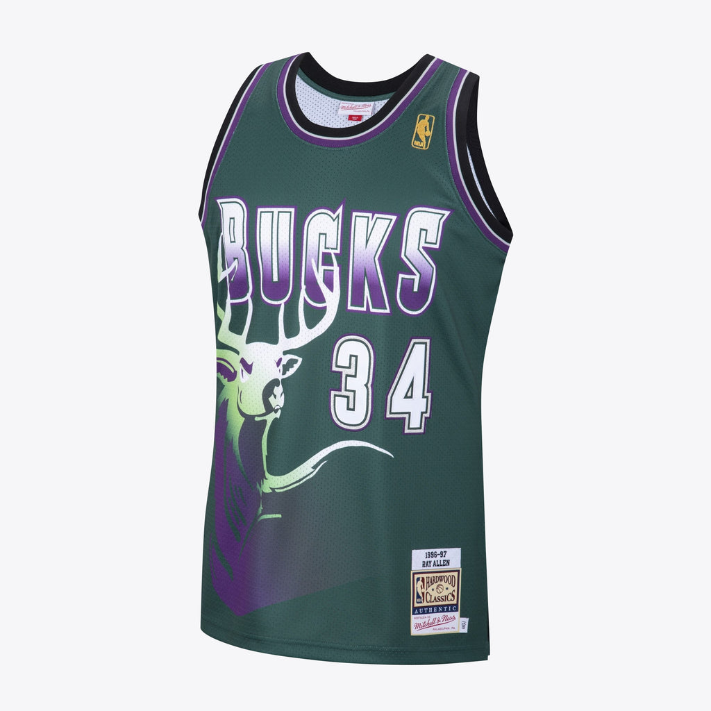Milwaukee Bucks Mitchell & Ness Ray Allen 1996 Hardwood Classics Alternate Swingman Jersey - Dark Green - Men's NBA Team Jersey Basketball Fan Apparel