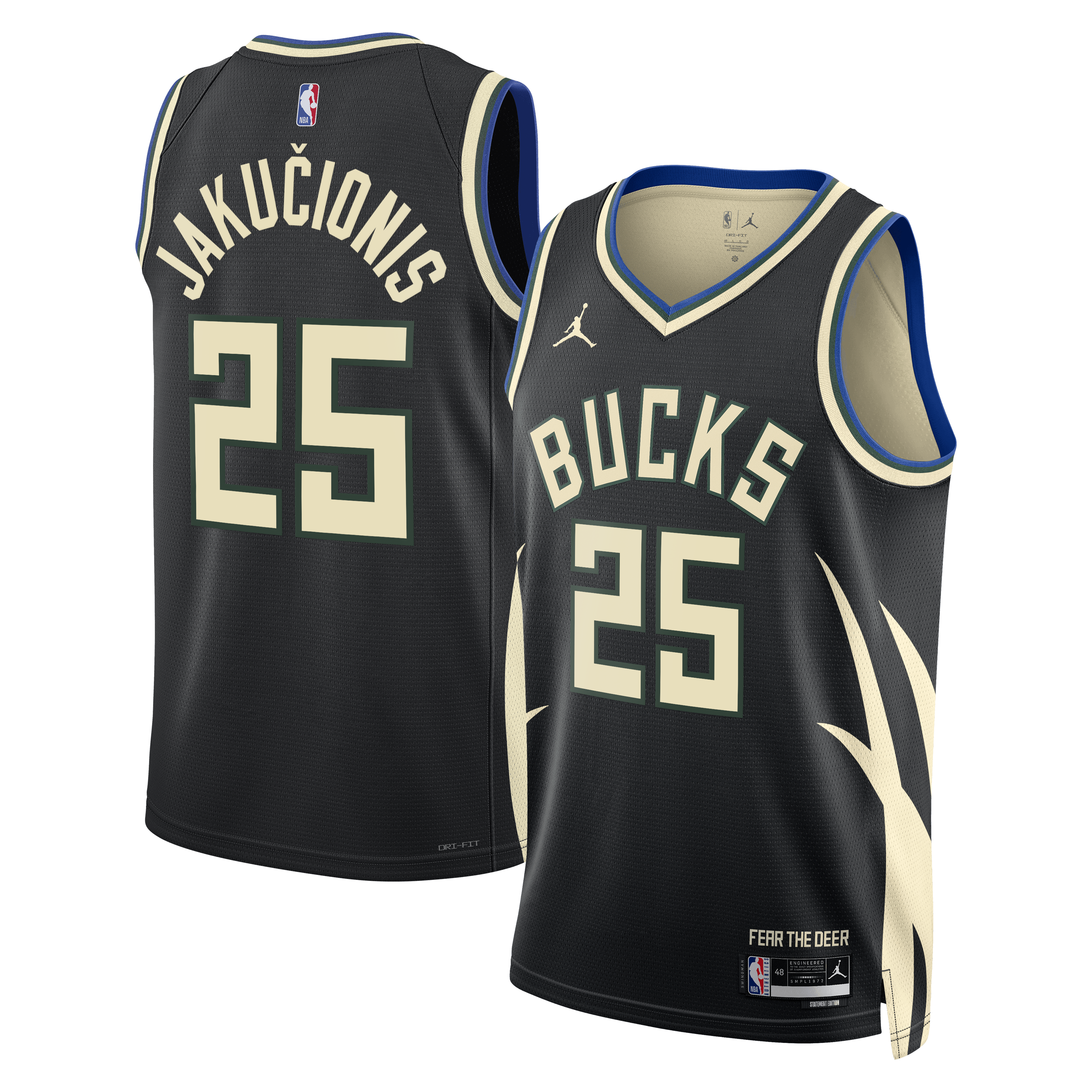 Milwaukee Bucks Jordan Brand Statement Edition Swingman Jersey - Hunter Green - Kasparas Jakučionis - Unisex NBA Team Jersey Basketball Fan Apparel