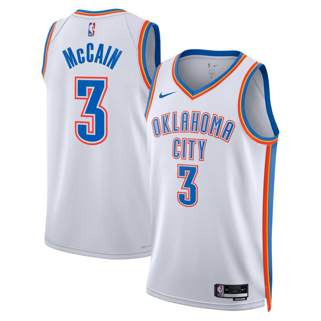 Oklahoma City Thunder Nike Association Edition Swingman Jersey - White - Jared McCain - Unisex NBA Team Jersey Basketball Fan Apparel