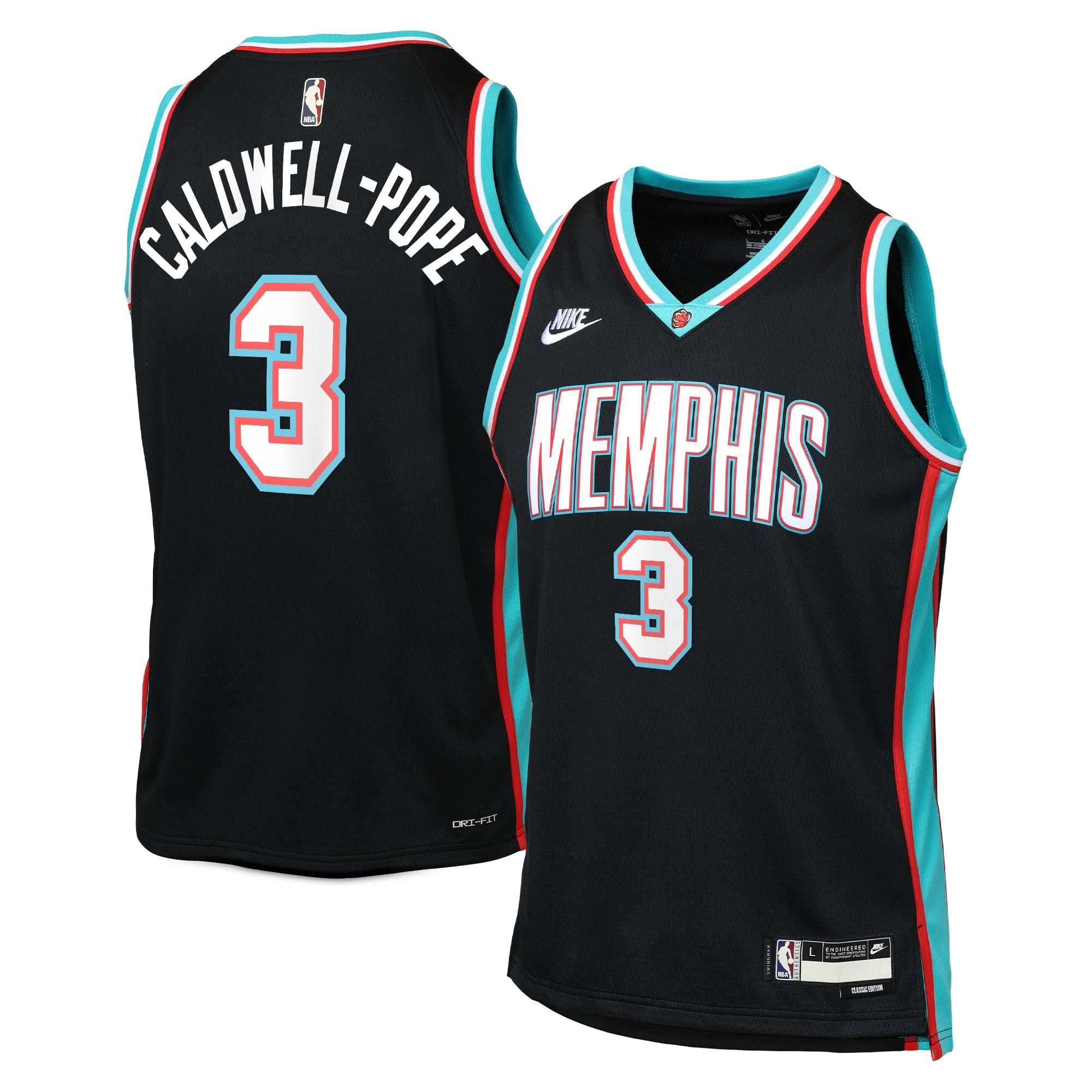 Memphis Grizzlies Nike Classic Edition Jersey - Black - Kentavious Caldwell-Pope - Youth NBA Team Jersey Basketball Fan Apparel
