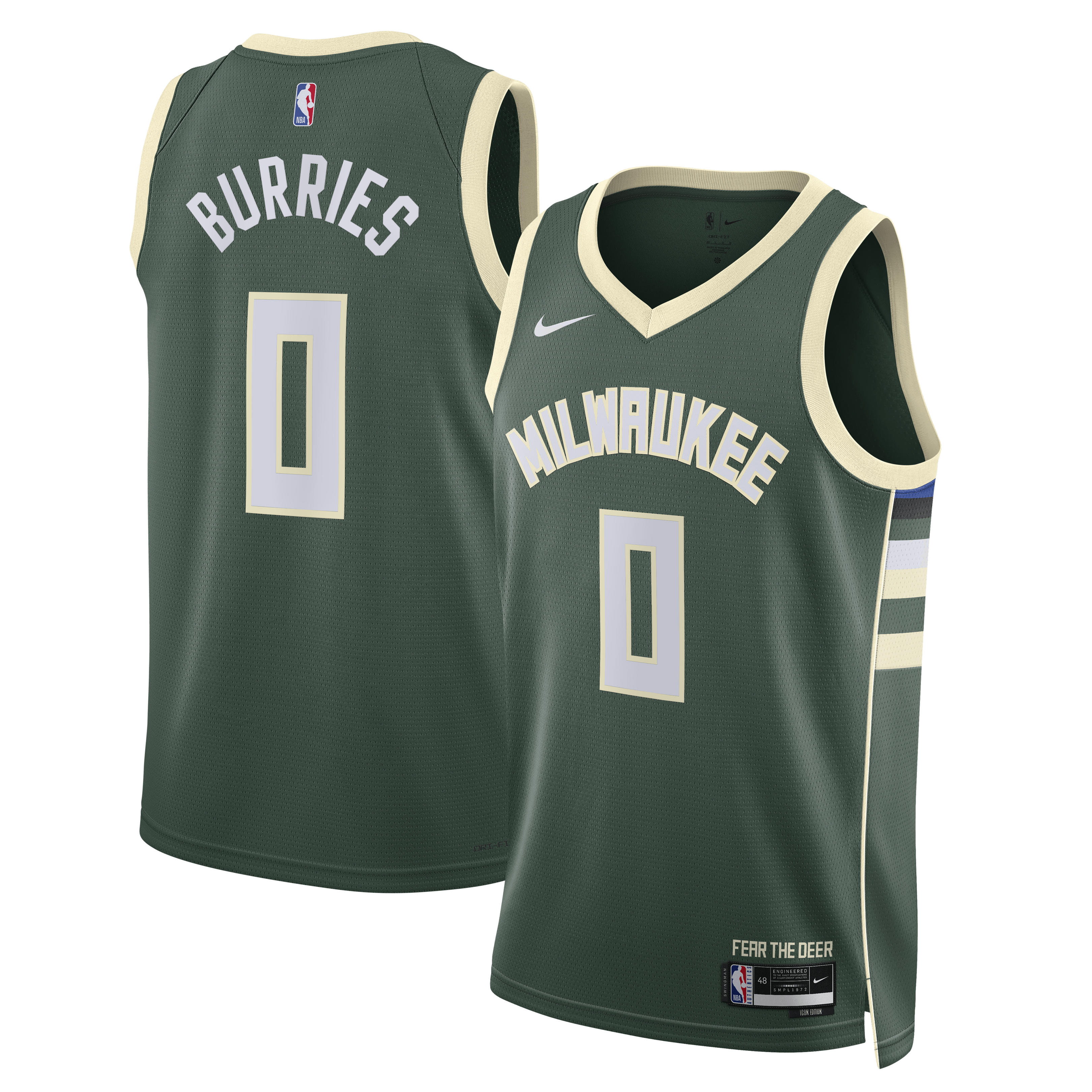 Milwaukee Bucks Nike Icon Swingman Jersey - Green - Brayden Burries - Unisex NBA Team Jersey Basketball Fan Apparel