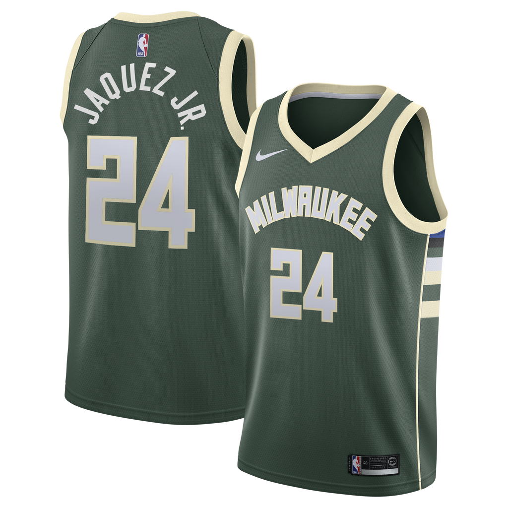 Milwaukee Bucks Nike Icon Edition Swingman Jersey - Hunter Green - Jaime Jaquez Jr. - Youth NBA Team Jersey Basketball Fan Apparel