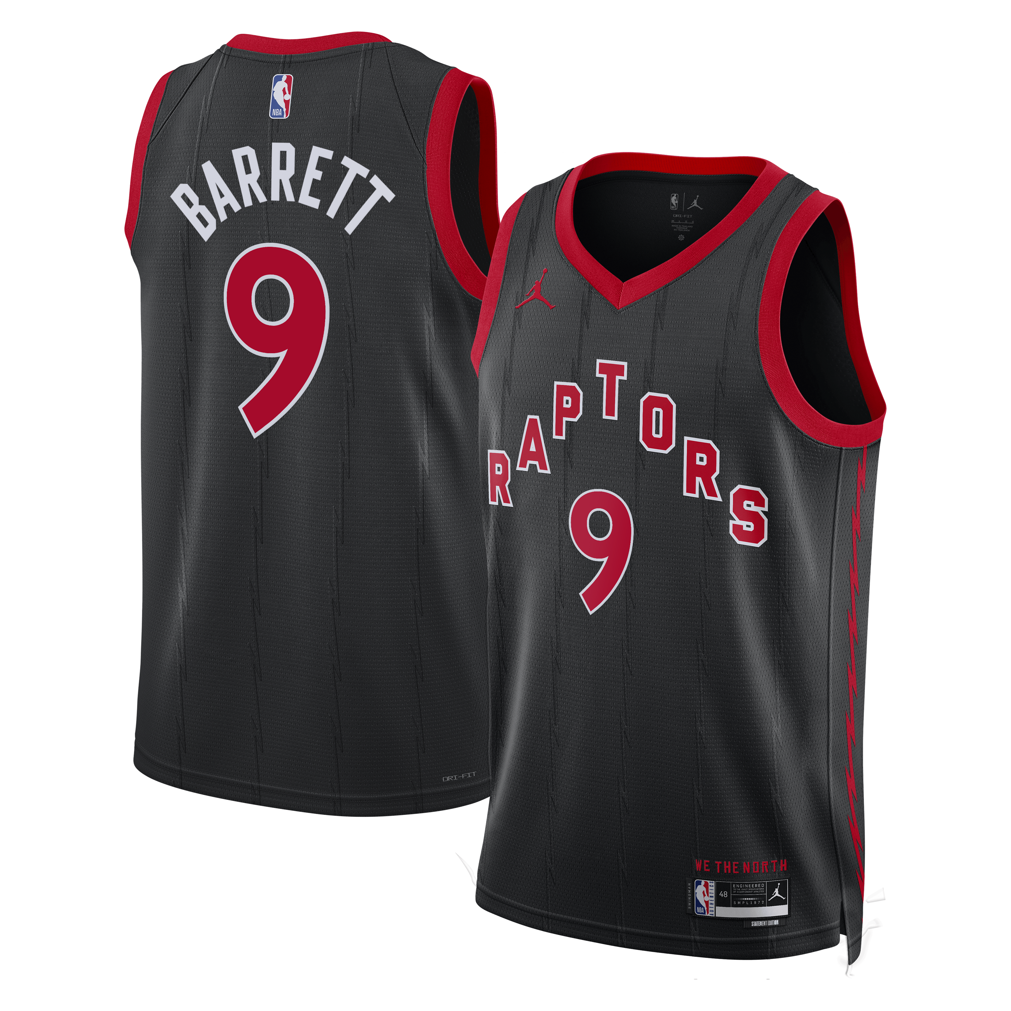 Toronto Raptors Jordan Brand Statement Edition Swingman Jersey - Black - RJ Barrett - Unisex NBA Team Jersey Basketball Fan Apparel