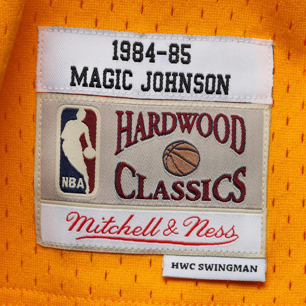 Los Angeles Lakers Mitchell & Ness Magic Johnson 1984-85 Hardwood Classics Swingman Jersey - Gold - Men's NBA Team Jersey Basketball Fan Apparel