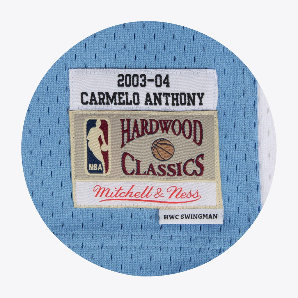 Denver Nuggets Mitchell & Ness Carmelo Anthony 2003-04 Hardwood Classics Road Swingman Jersey - Blue - Men's NBA Team Jersey Basketball Fan Apparel