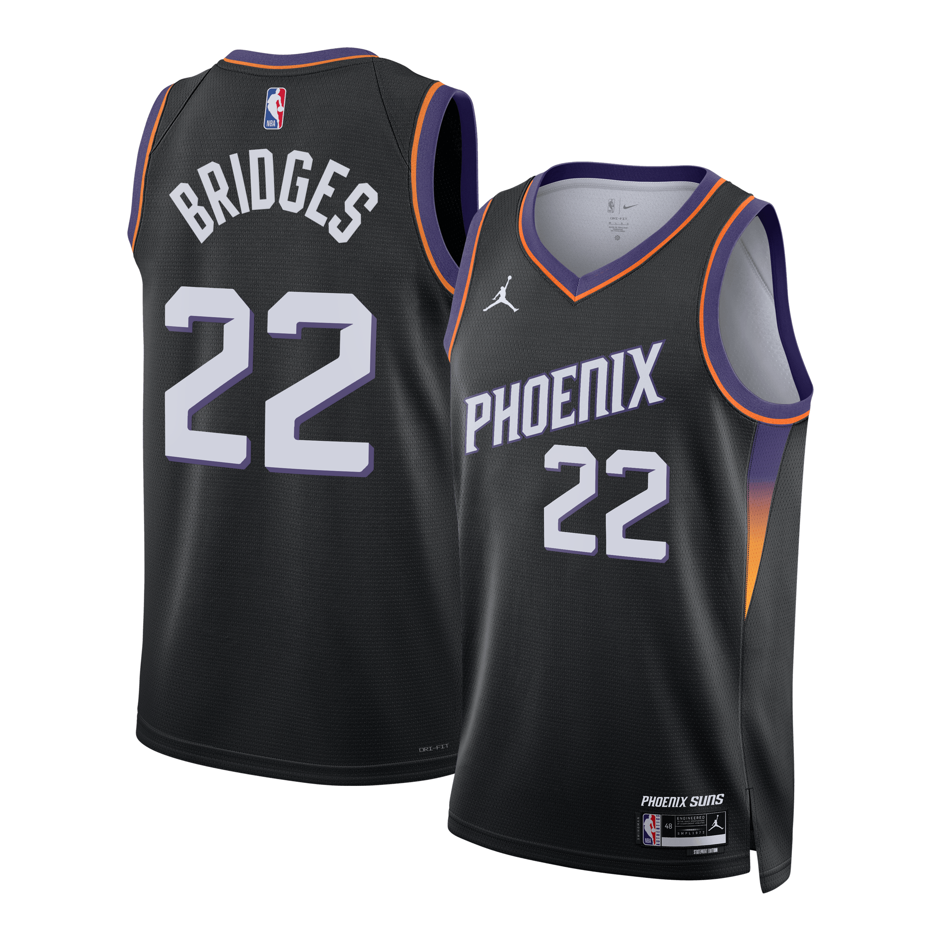 Phoenix Suns Jordan Brand Statement Edition Jersey - Black - Miles Bridges - Unisex NBA Team Jersey Basketball Fan Apparel