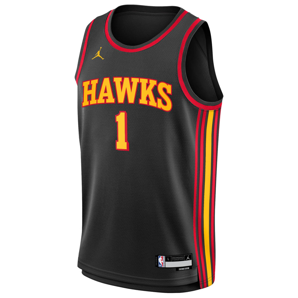 Atlanta Hawks Jordan Brand Statement Edition Swingman Jersey - Black - Jalen Johnson - Youth NBA Team Jersey Basketball Fan Apparel