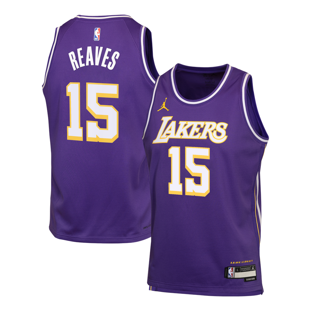 Los Angeles Lakers Jordan Brand Statement Edition Jersey - Purple - Austin Reaves - Youth NBA Team Jersey Basketball Fan Apparel