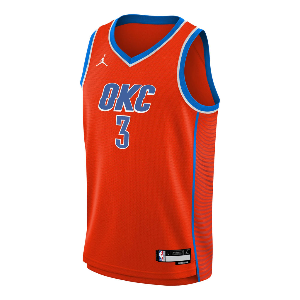 Oklahoma City Thunder Jordan Brand Statement Edition Swingman Jersey - Orange - Jared McCain - Youth NBA Team Jersey Basketball Fan Apparel
