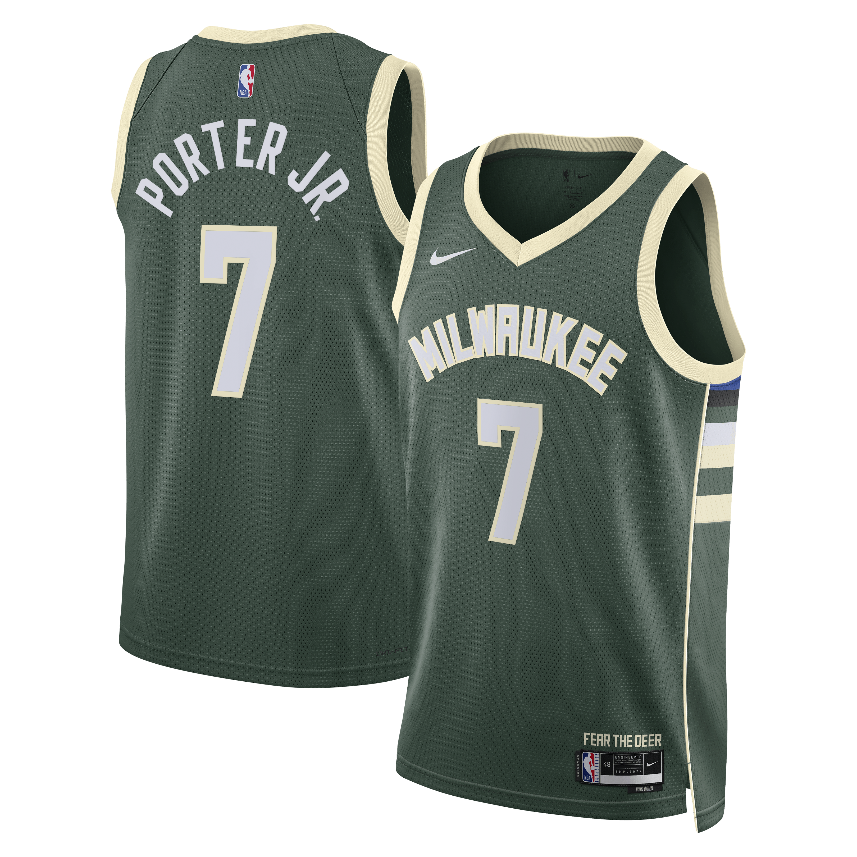 Milwaukee Bucks Nike Icon Edition Swingman Jersey - Hunter Green - Kevin Porter Jr. - Unisex NBA Team Jersey Basketball Fan Apparel