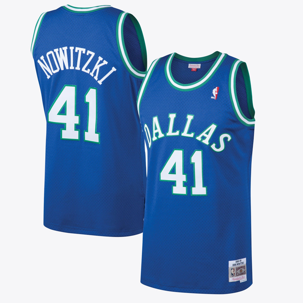 Dallas Mavericks Mitchell & Ness Dirk Nowitzki 1998 Hardwood Classics Road Swingman Jersey - Royal - Men's NBA Team Jersey Basketball Fan Apparel