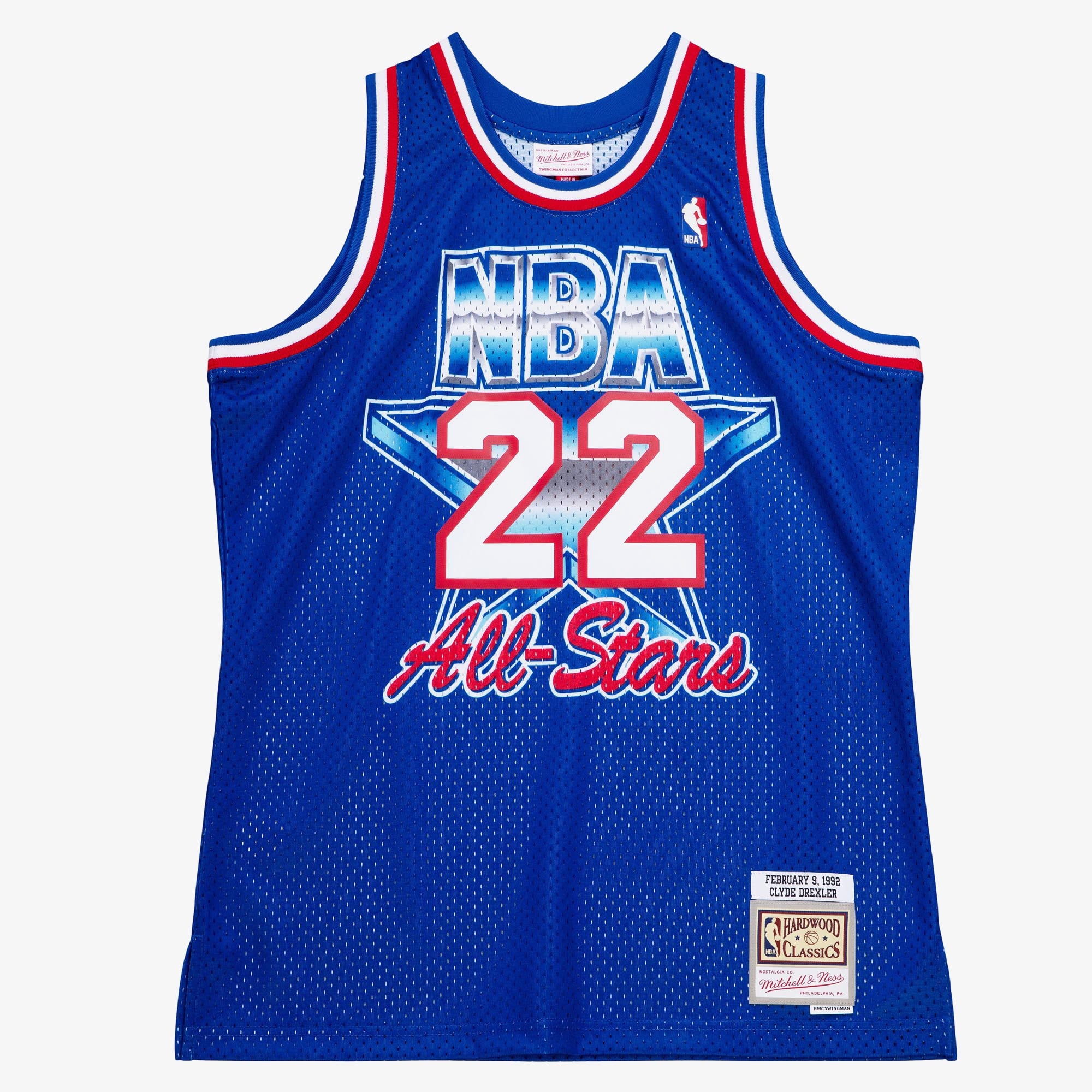 NBA Mitchell & Ness Clyde Drexler 1992 All-Star West Authentic Jersey - Royal Blue NBA Team Jersey Basketball Fan Apparel