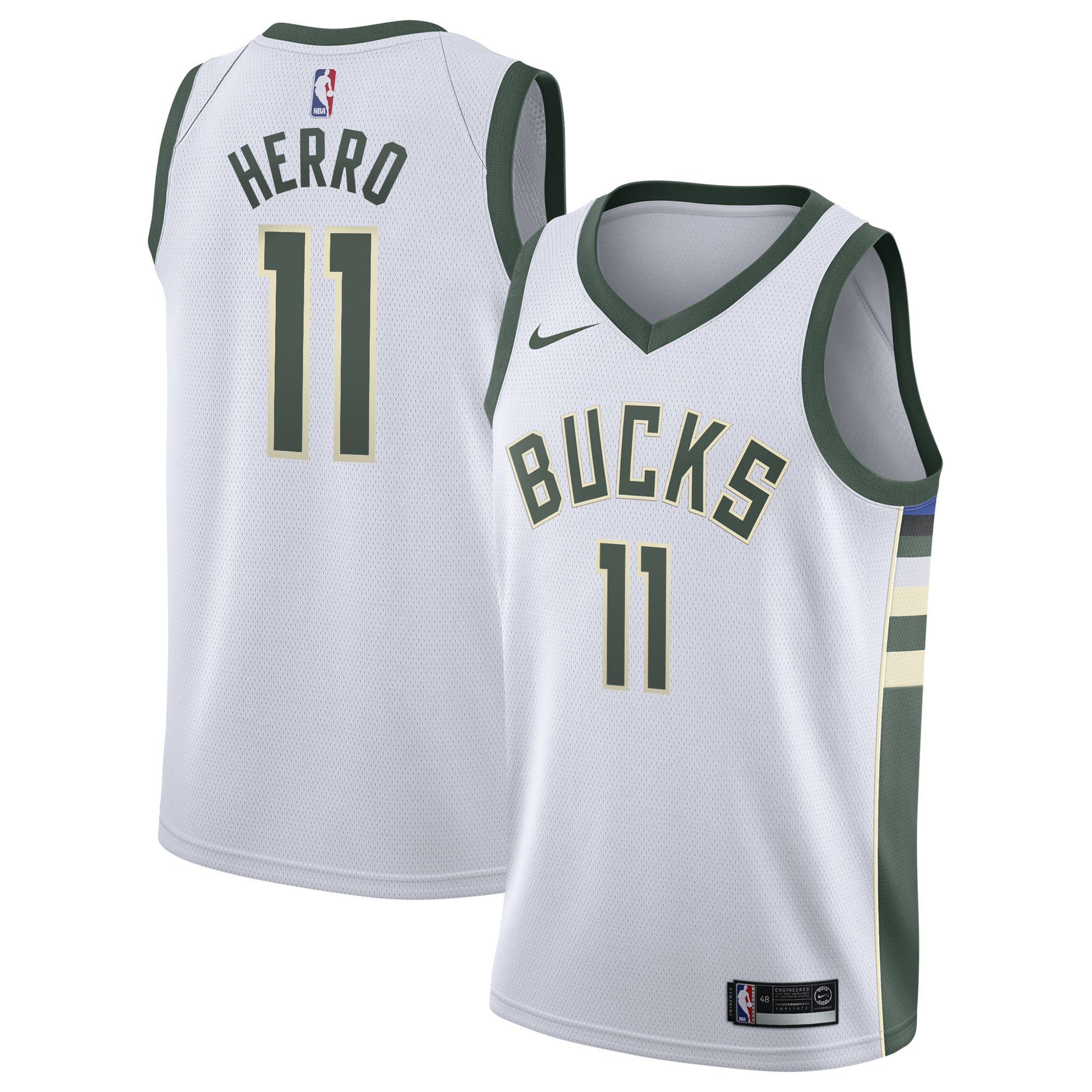Milwaukee Bucks Nike Association Edition Swingman Jersey - White - Tyler Herro - Youth NBA Team Jersey Basketball Fan Apparel