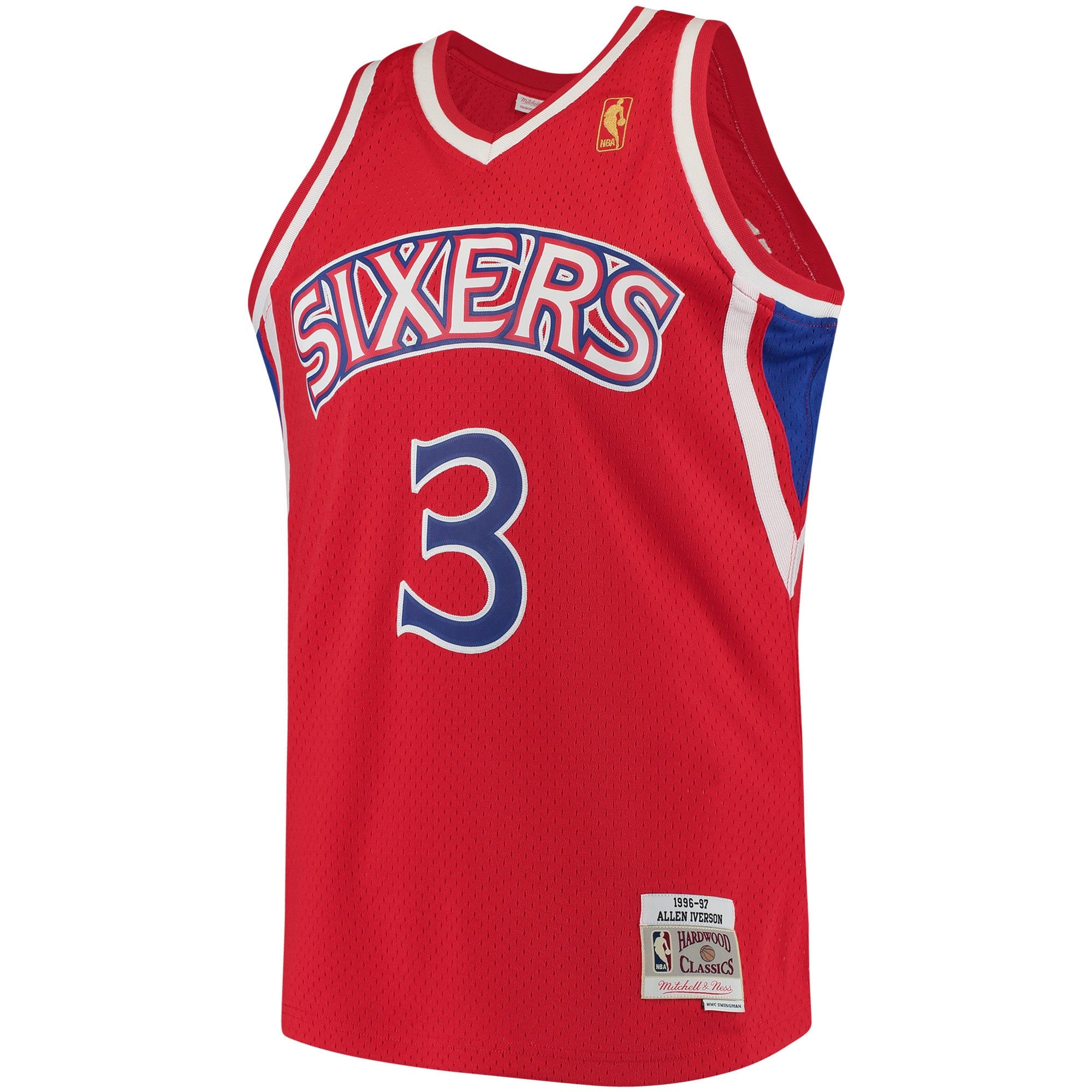 Philadelphia 76ers Mitchell & Ness Allen Iverson 1996-97 Hardwood Classics Swingman Jersey - Red - Men's NBA Team Jersey Basketball Fan Apparel