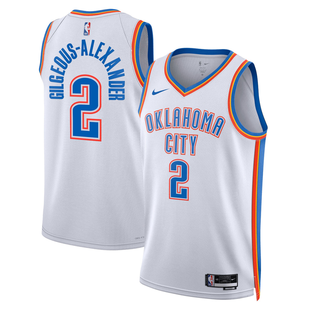 Oklahoma City Thunder Nike Association Edition Swingman Jersey - White - Shai Gilgeous-Alexander - Unisex NBA Team Jersey Basketball Fan Apparel