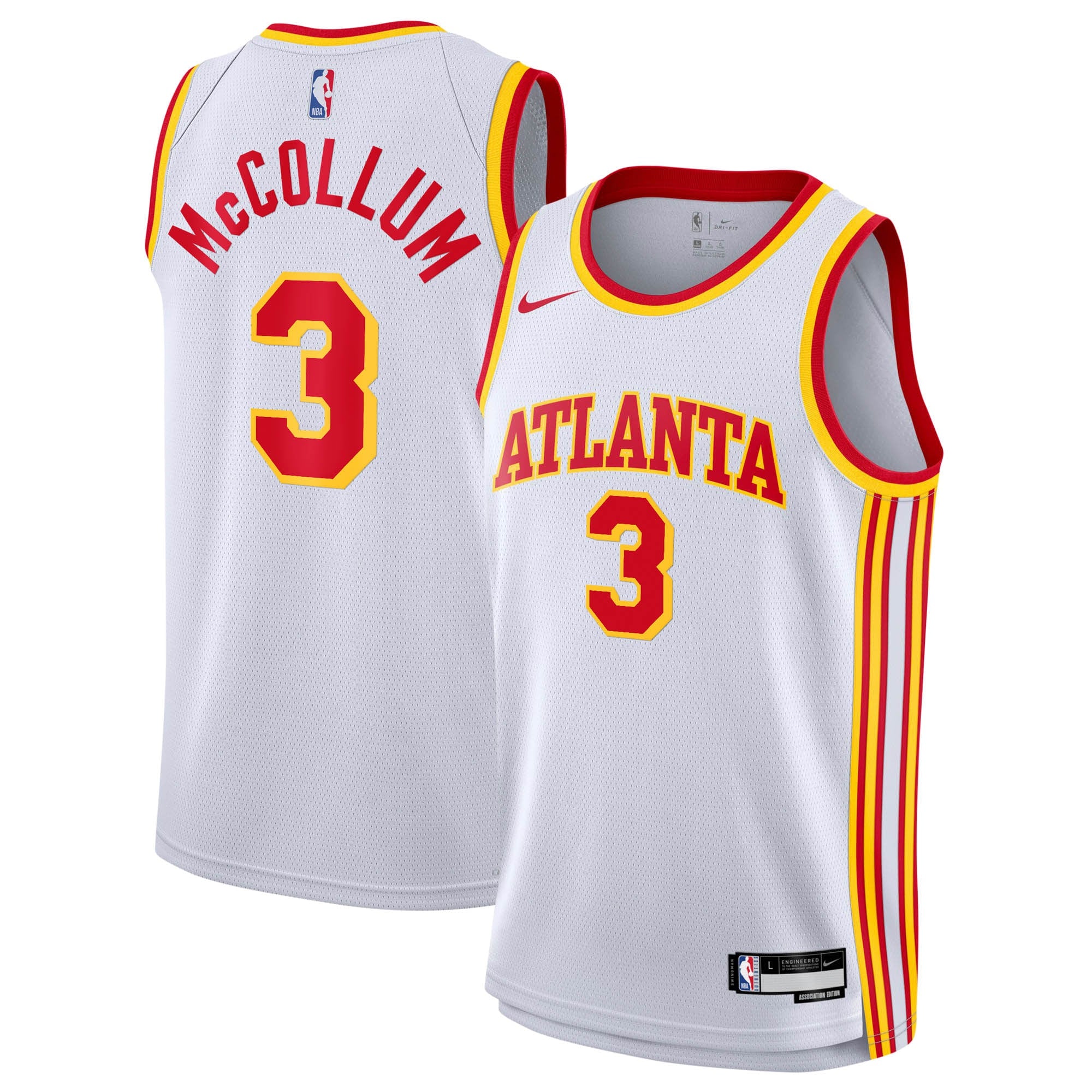 Atlanta Hawks Nike Association Edition Swingman Jersey - White - CJ McCollum - Youth NBA Team Jersey Basketball Fan Apparel