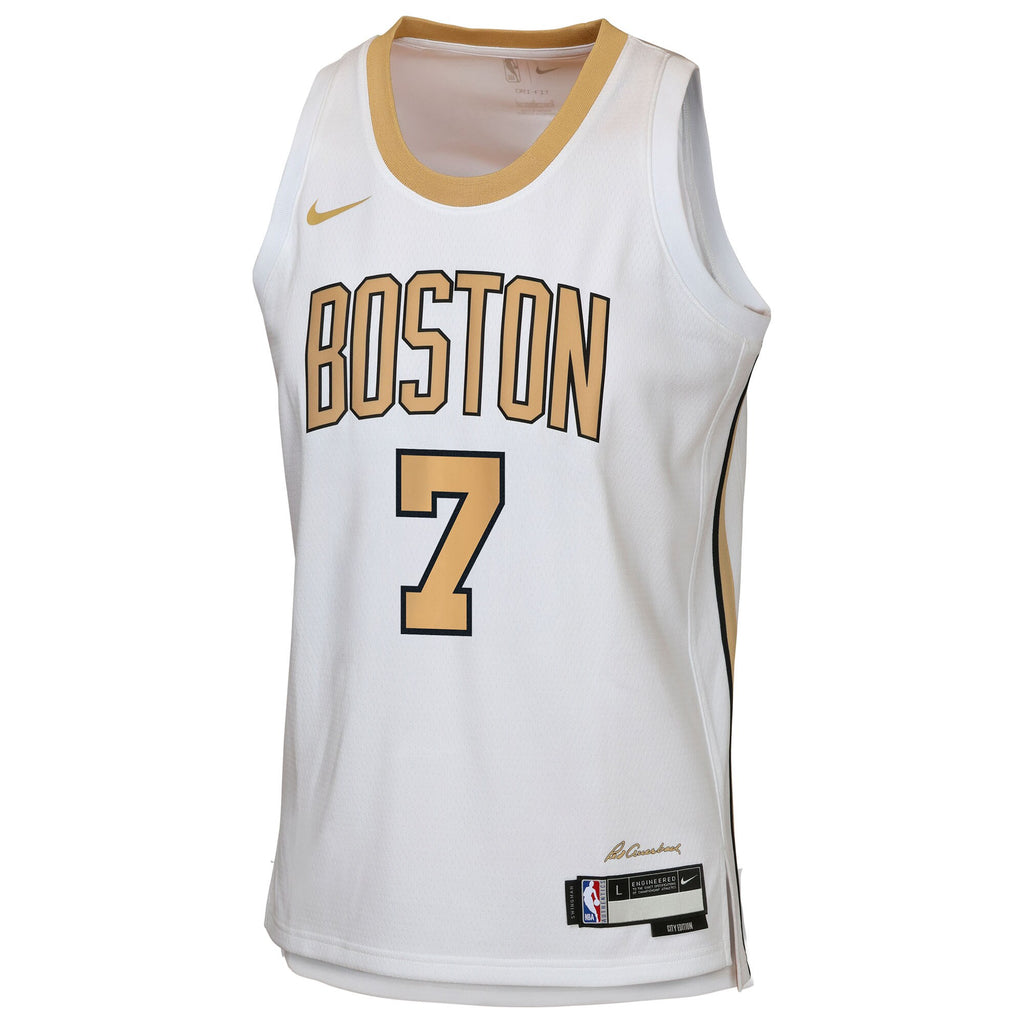 Boston Celtics Nike 2025/26 City Edition Swingman Jersey - White - Jaylen Brown - Youth NBA Team Jersey Basketball Fan Apparel