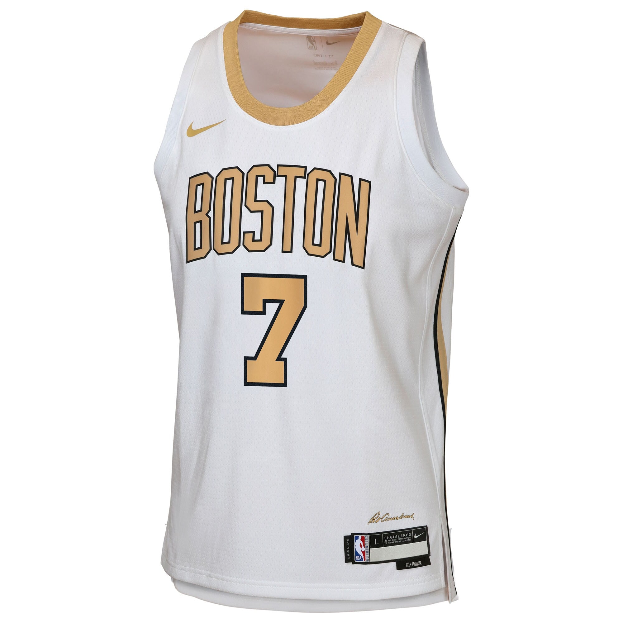 Boston Celtics Nike 2025/26 City Edition Swingman Jersey - White - Jaylen Brown - Youth NBA Team Jersey Basketball Fan Apparel