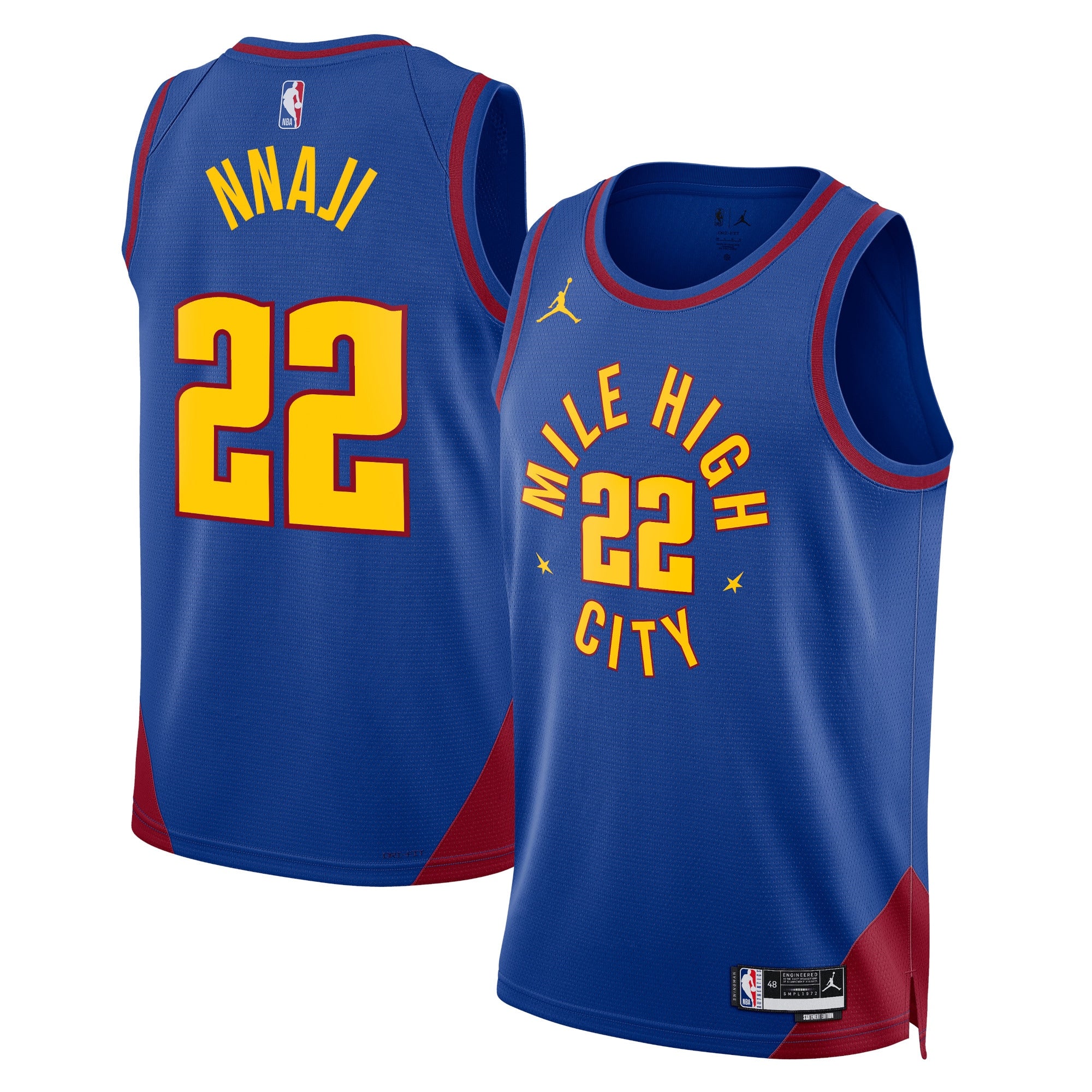 Denver Nuggets Jordan Statement Edition Swingman Jersey - Blue - Zeke Nnaji - Unisex NBA Team Jersey Basketball Fan Apparel