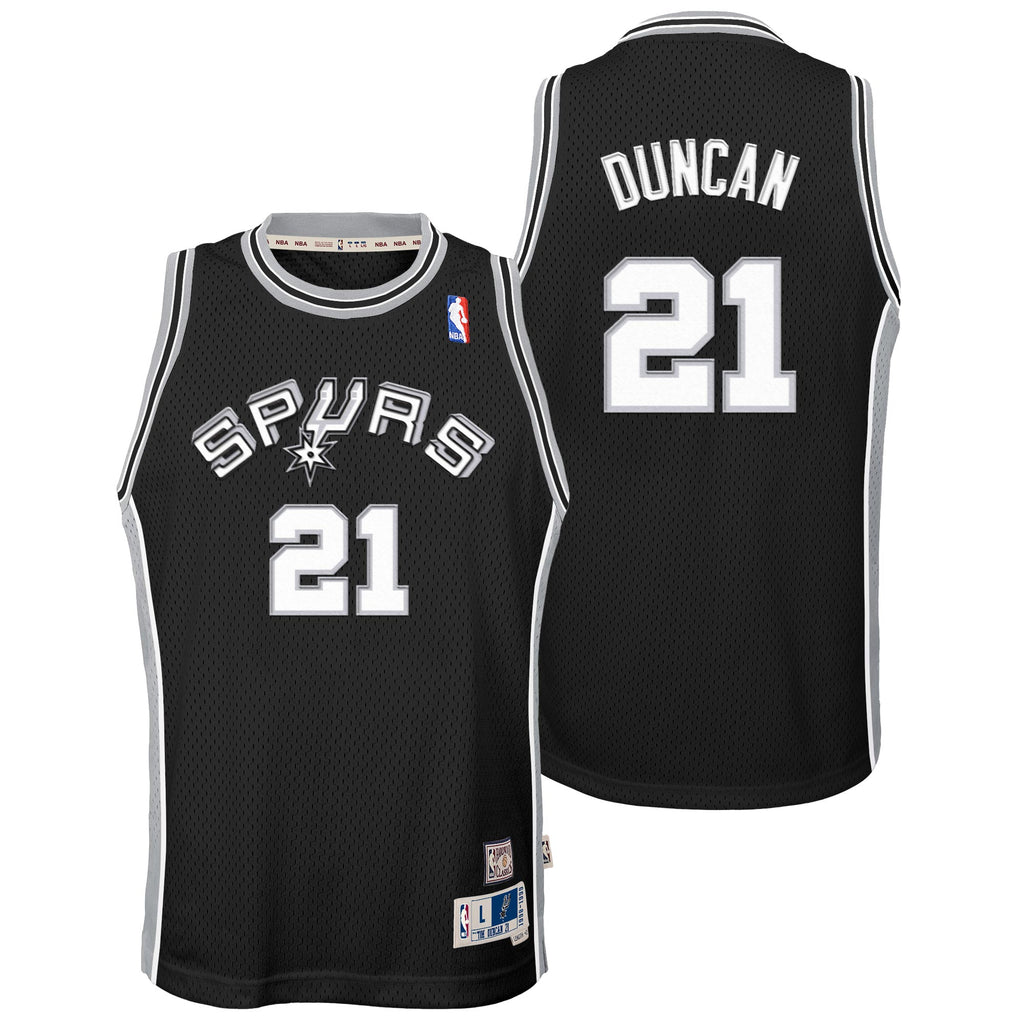 San Antonio Spurs Tim Duncan 1998-99 Hardwood Classics Road Swingman Jersey - Black - Youth NBA Team Jersey Basketball Fan Apparel