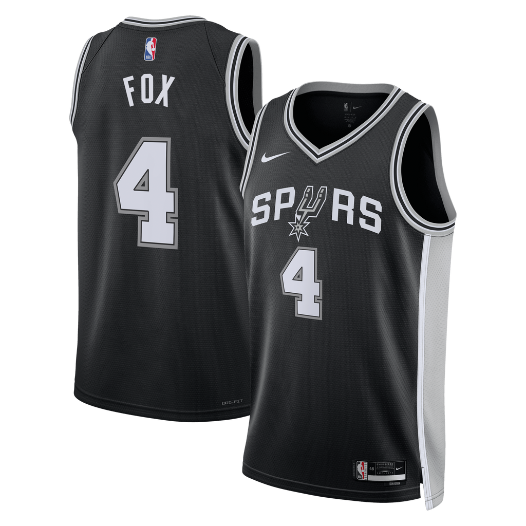 San Antonio Spurs Nike Icon Edition Swingman Jersey - Black - De'Aaron Fox - Unisex NBA Team Jersey Basketball Fan Apparel