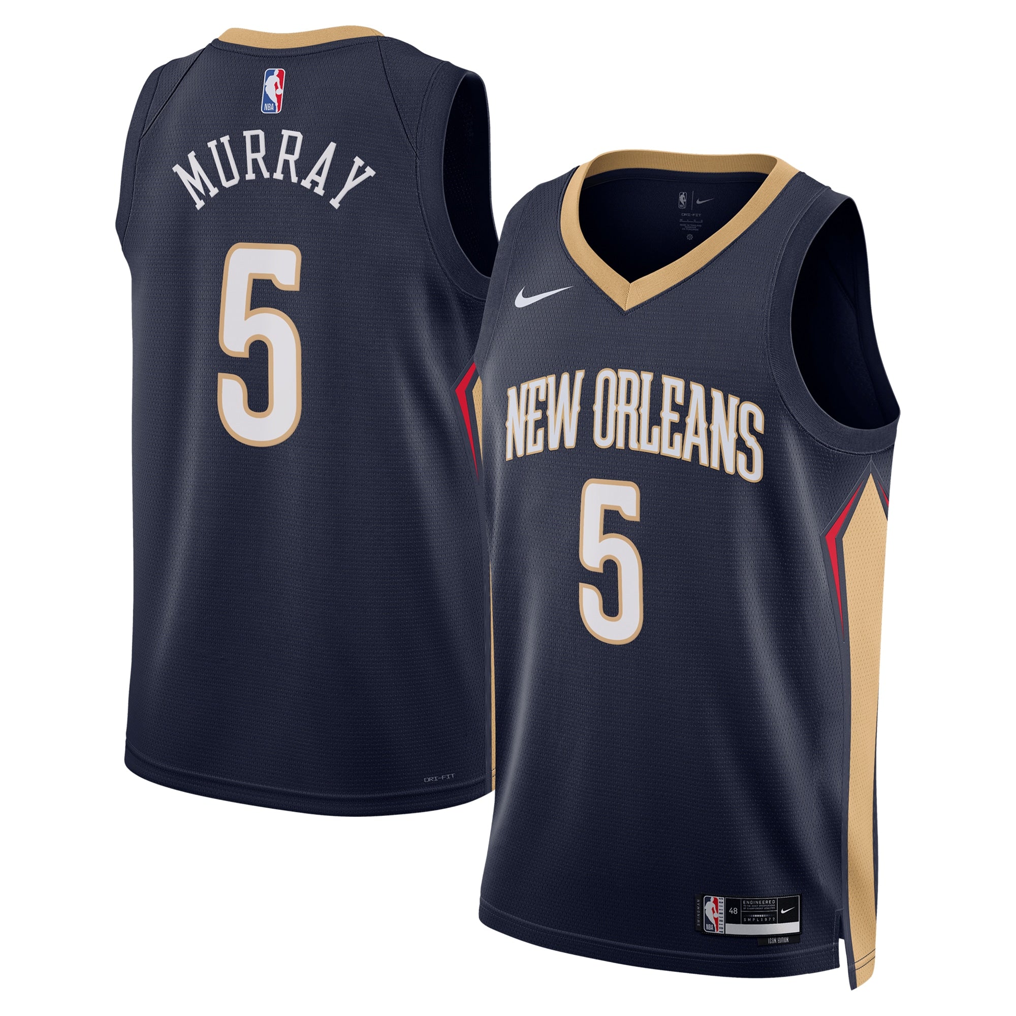 New Orleans Pelicans Nike Icon Edition Swingman Jersey - Navy - Dejounte Murray - Unisex NBA Team Jersey Basketball Fan Apparel