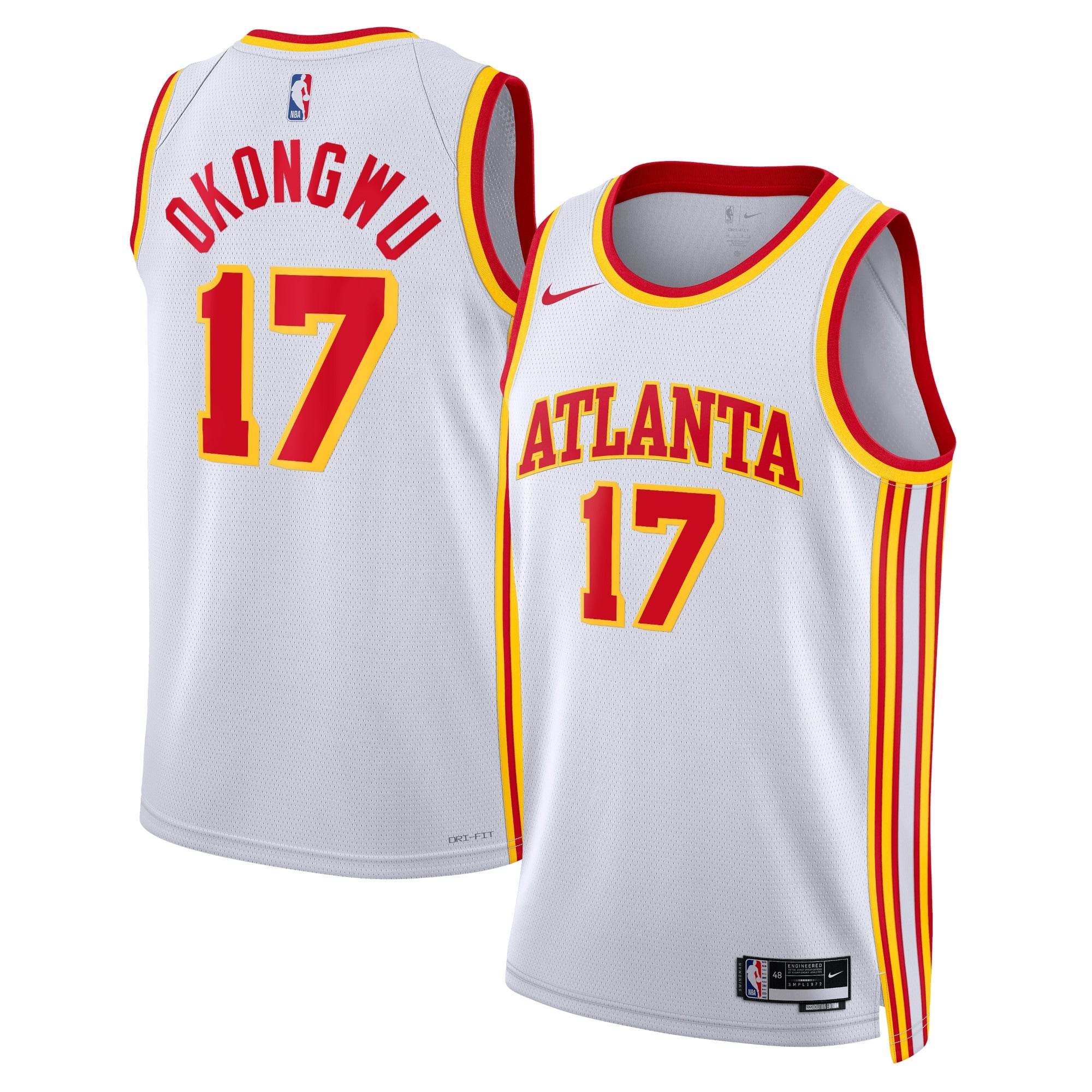 Atlanta Hawks Nike Association Edition Swingman Jersey - White - Onyeka Okongwu - Unisex NBA Team Jersey Basketball Fan Apparel