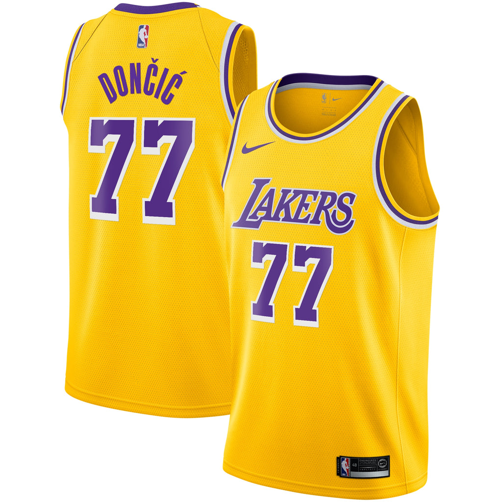 Los Angeles Lakers Nike Icon Edition Swingman Jersey - Gold - Luka Dončić - Youth NBA Team Jersey Basketball Fan Apparel