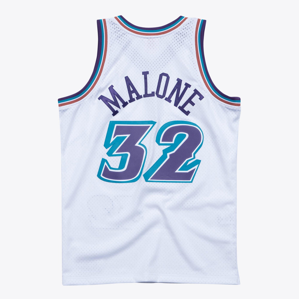 Utah Jazz Mitchell & Ness Karl Malone 1996 Hardwood Classics Swingman Jersey - White - Men's NBA Team Jersey Basketball Fan Apparel