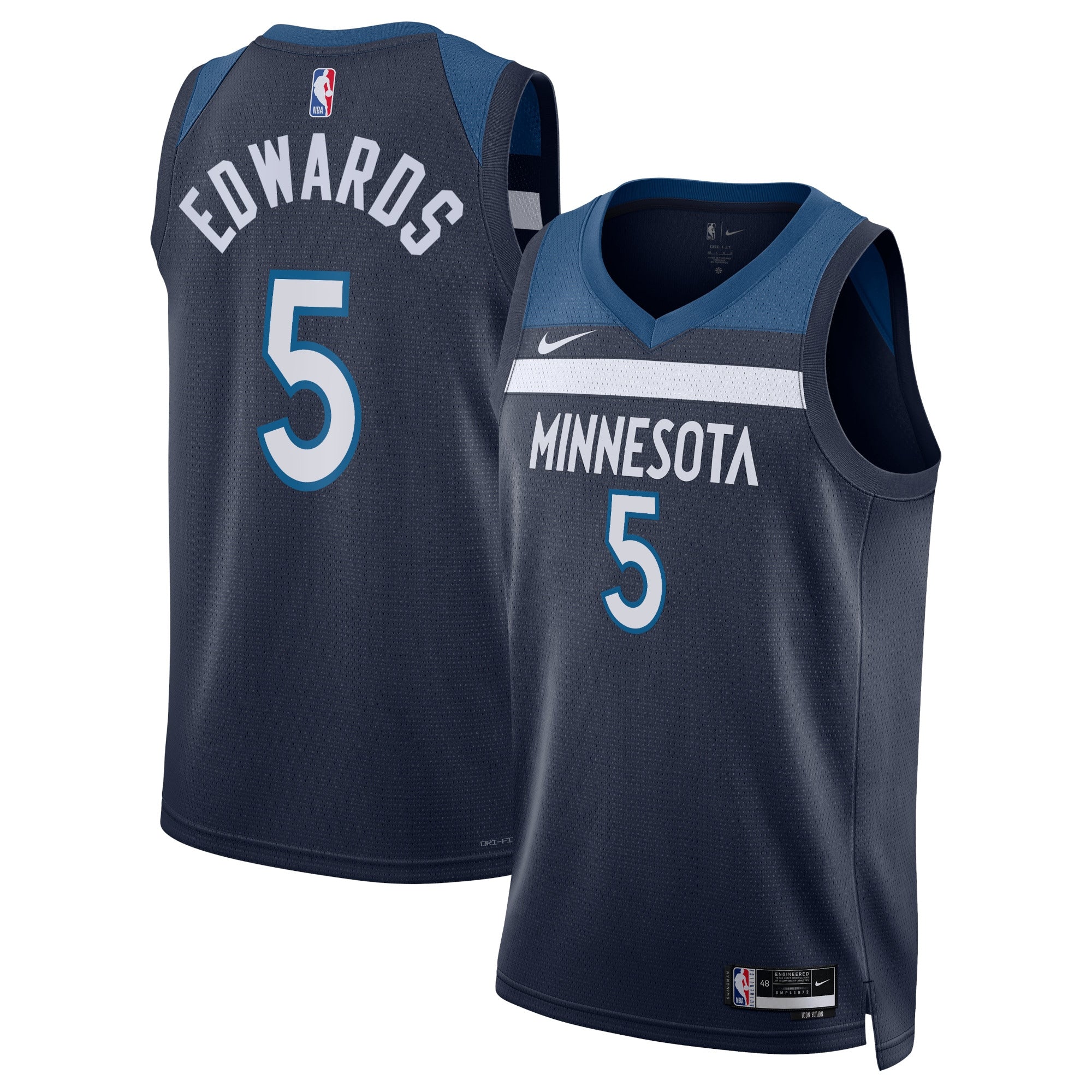Minnesota Timberwolves Nike Icon Edition Swingman Jersey - Navy - Anthony Edwards - Unisex NBA Team Jersey Basketball Fan Apparel