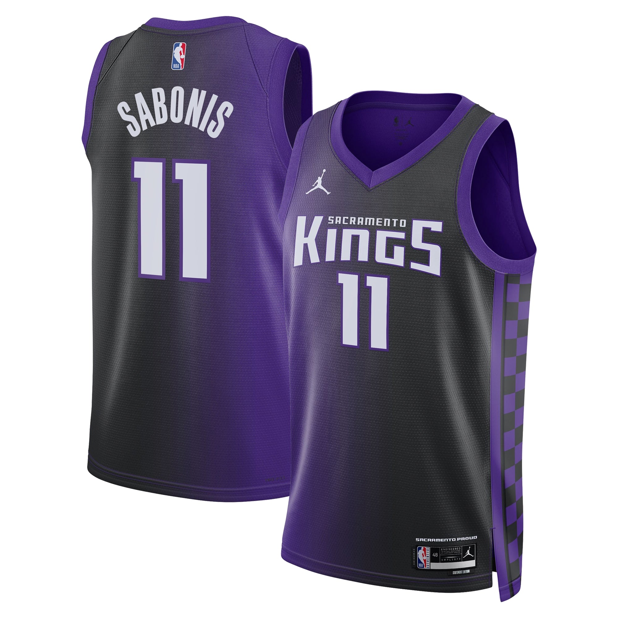 Sacramento Kings Jordan Brand Statement Edition Swingman Jersey - Purple - Domantas Sabonis - Unisex NBA Team Jersey Basketball Fan Apparel