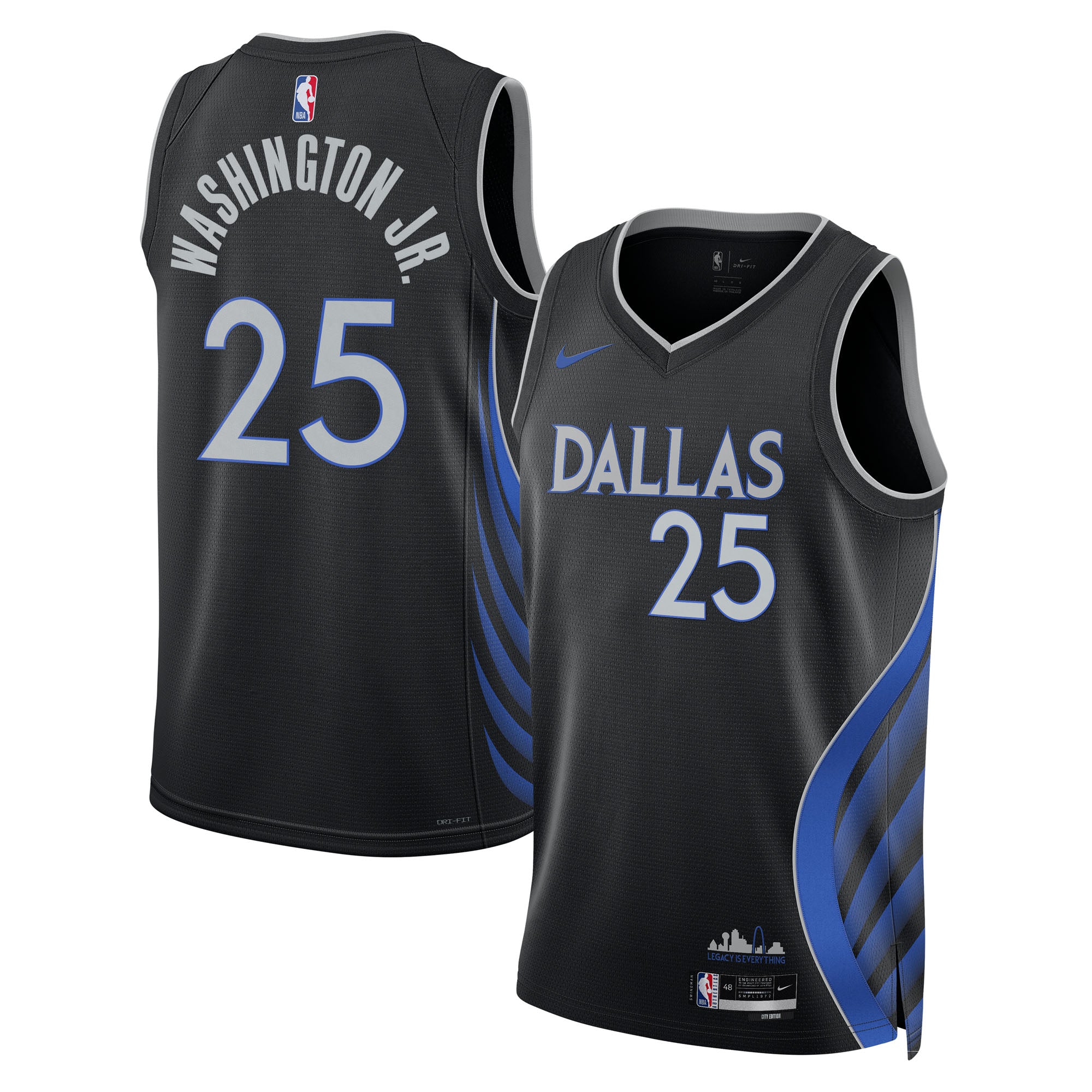 Dallas Mavericks Nike 2025/26 City Edition Swingman Jersey - Black - P.J. Washington Jr. - Unisex NBA Team Jersey Basketball Fan Apparel
