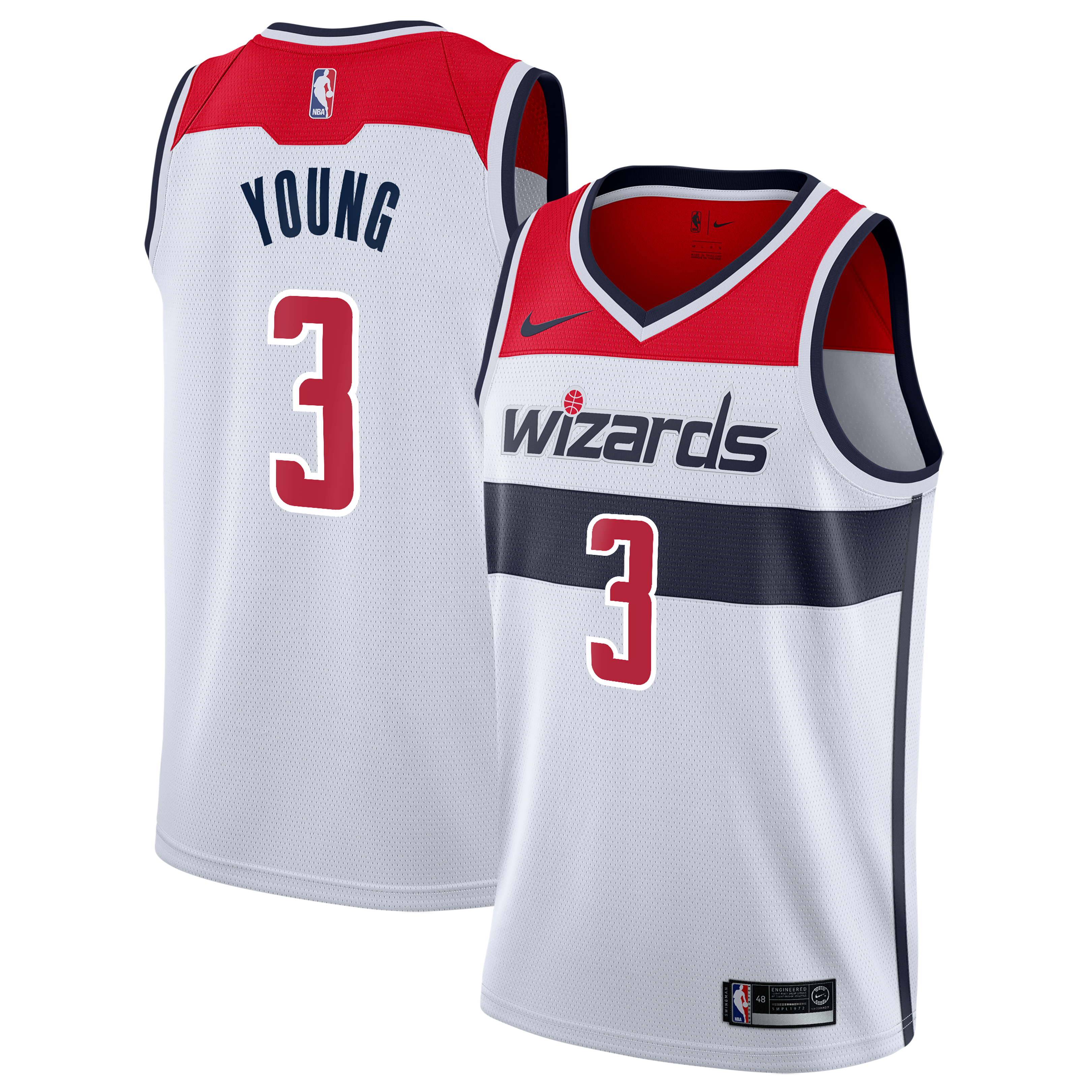 Washington Wizards Nike Association Edition Swingman Jersey - White - Trae Young - Youth NBA Team Jersey Basketball Fan Apparel