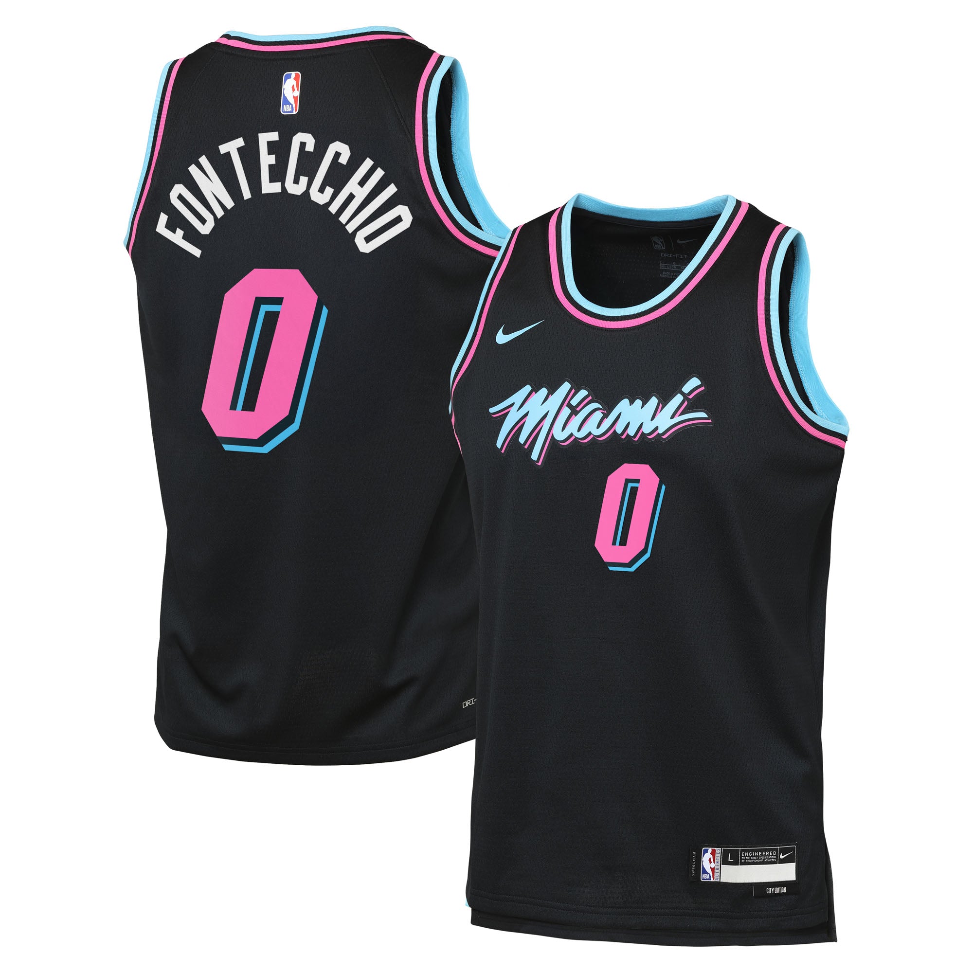 Miami Heat Nike 2025/26 City Edition Swingman Player Jersey - Black - Simone Fontecchio - Youth NBA Team Jersey Basketball Fan Apparel
