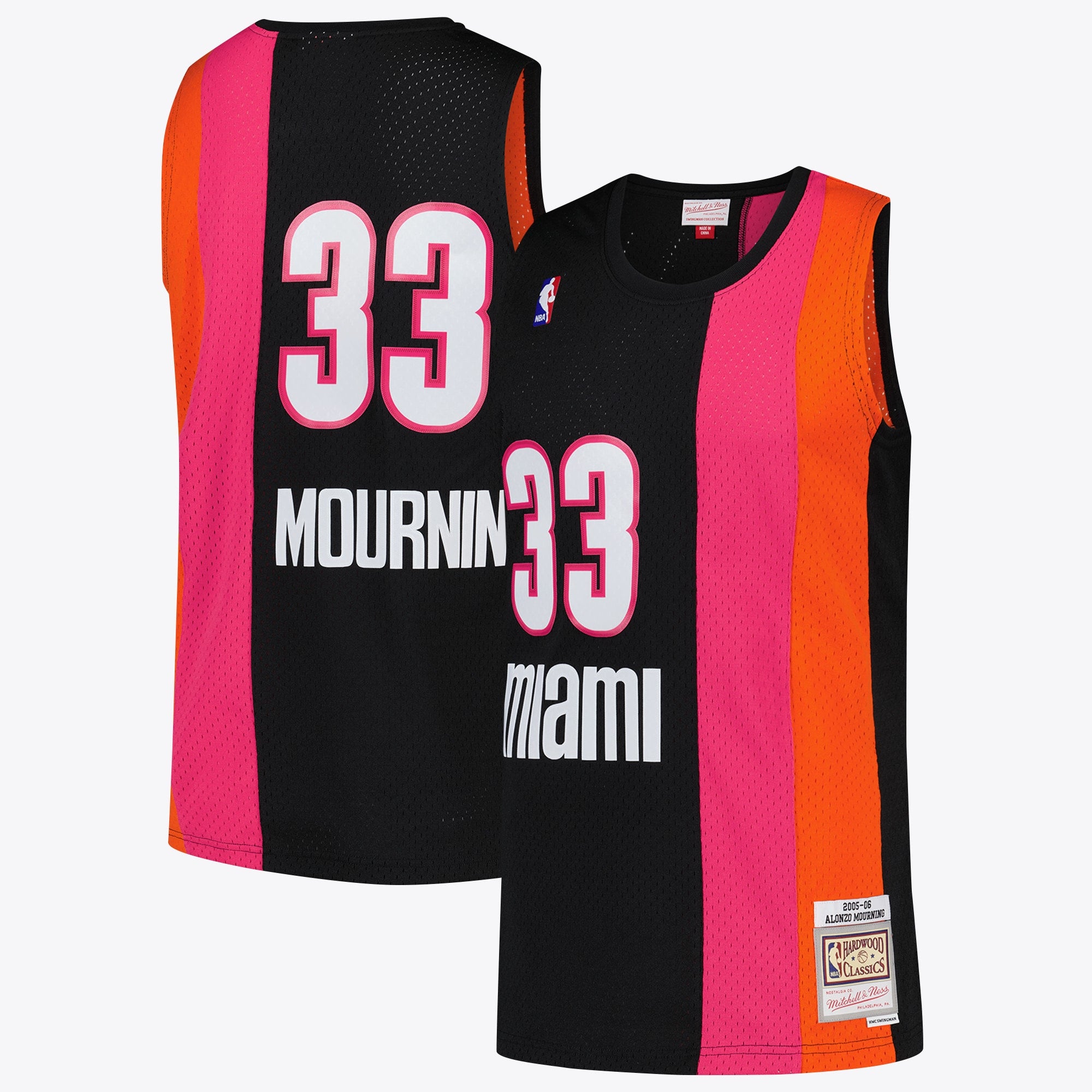 Miami Heat Mitchell & Ness NBA Alonzo Mourning Hardwood Classics Road Jersey - Men's NBA Team Jersey Basketball Fan Apparel